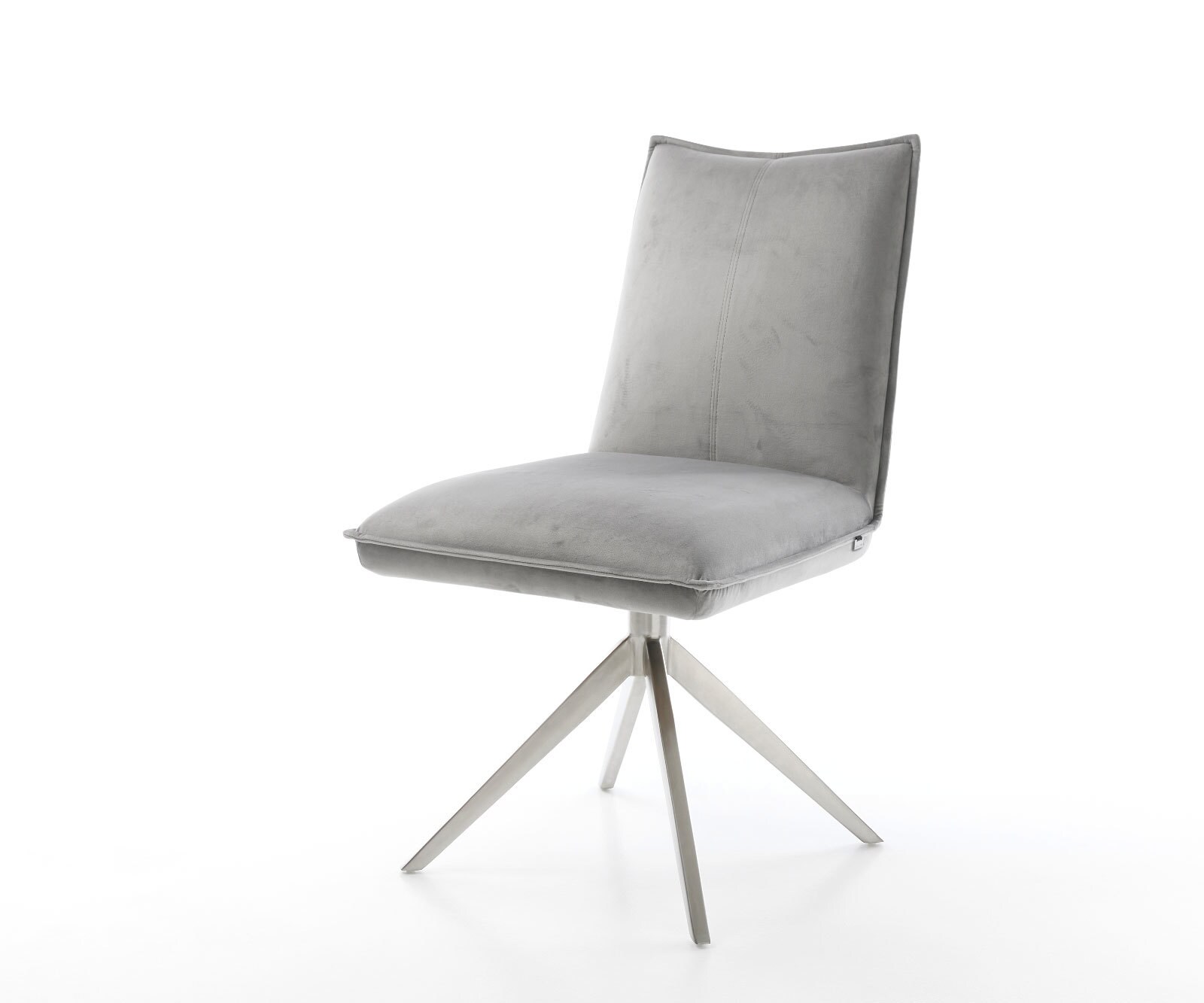 Draaistoel Lelio-Flex fluweel grijs kruisframe breed roestvrij staal 360° draaibaar rocker-functie pocketveer kern