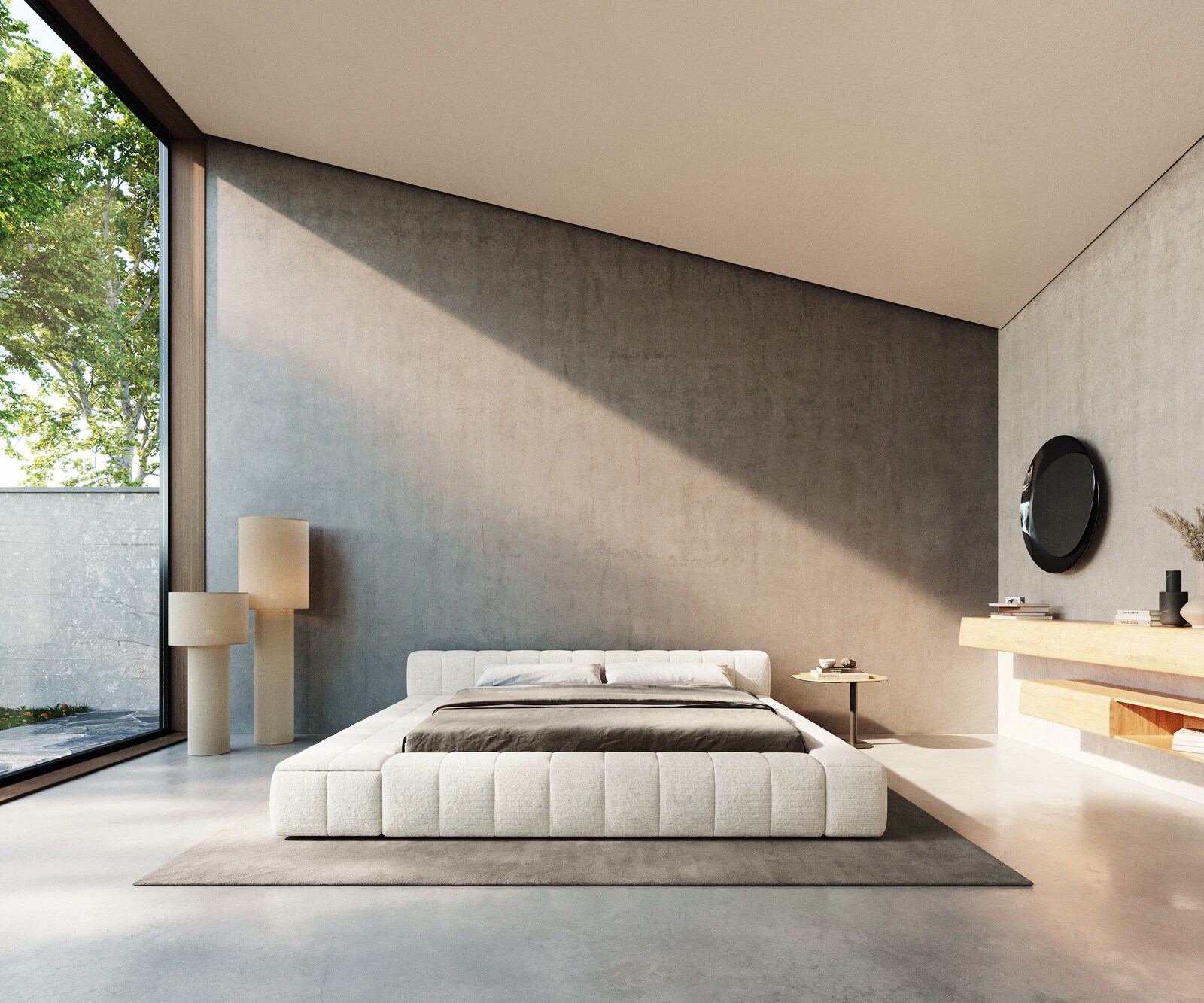 Gestoffeerd bedframe Espazio 180x200 cm bouclé Soft Beige 4