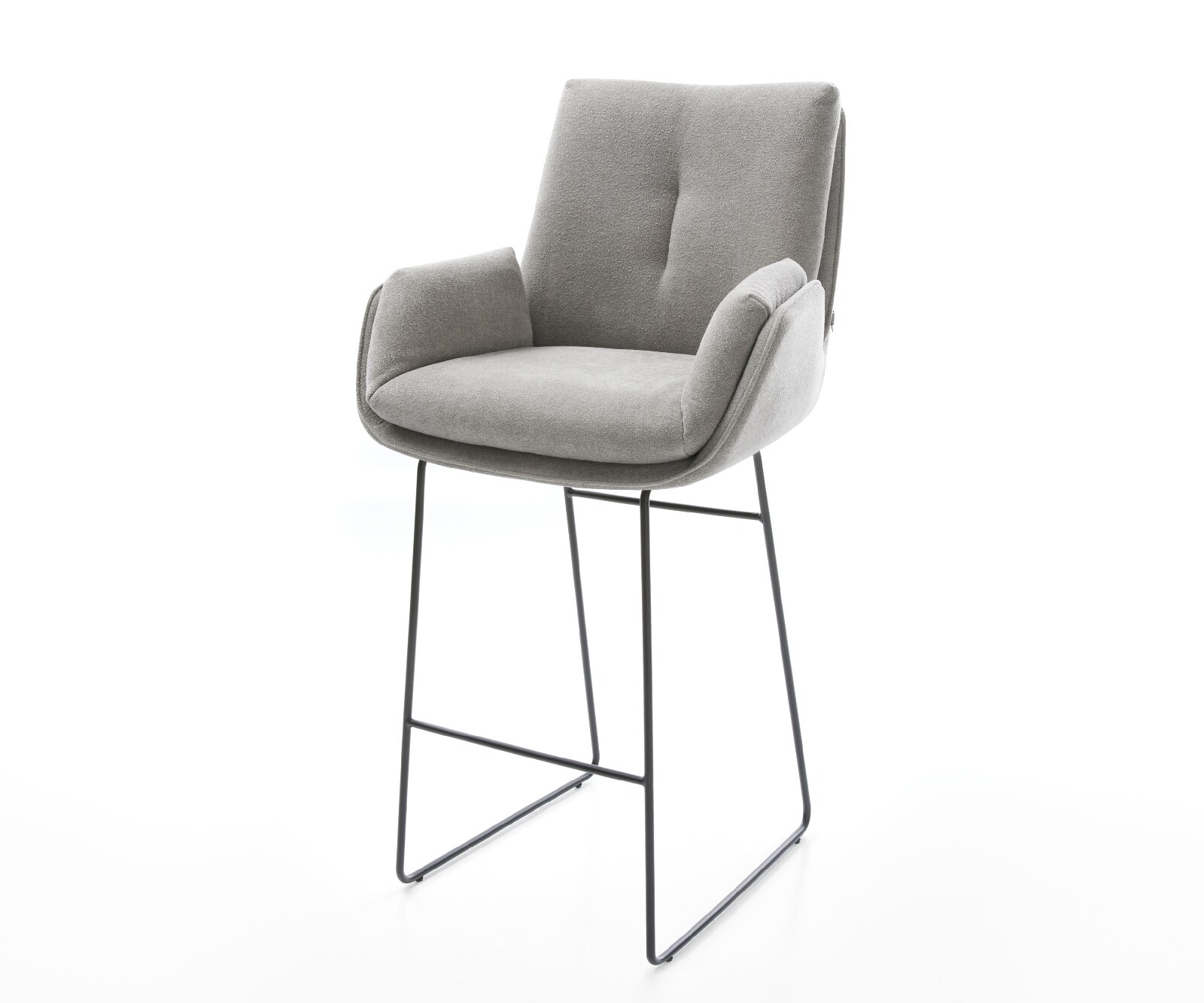 Barstoel Clea-Flex structuurstof zacht grijs metalen sledepootframe pocketvering