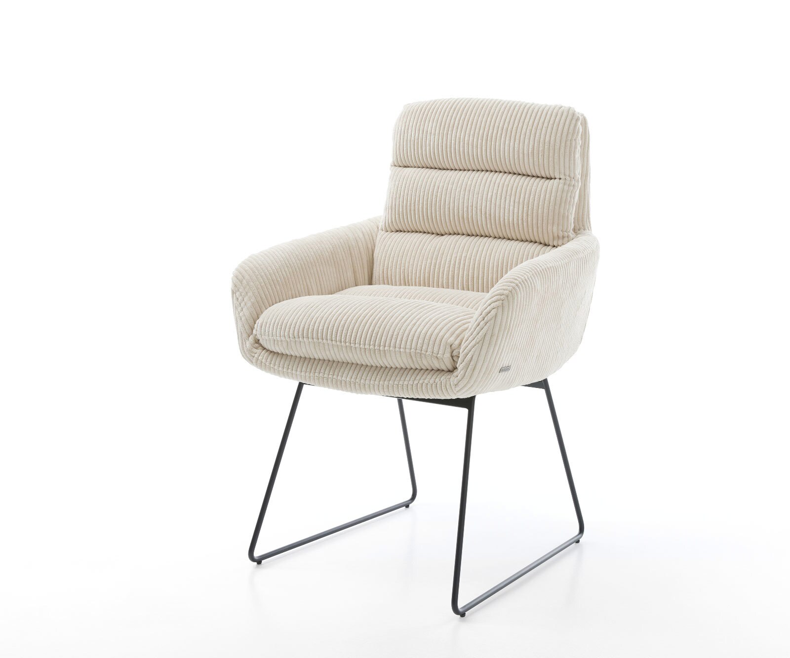 Eetkamerstoel Abelia-Flex met armleuning koord beige slipframe zwart