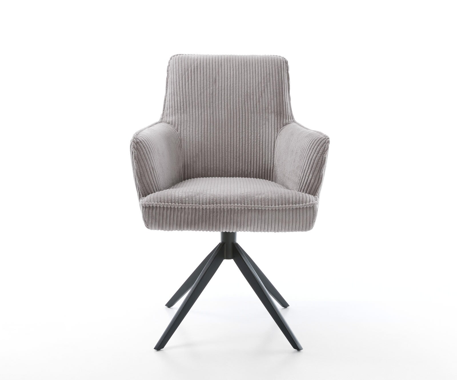 Draaistoel Heira-Flex met armleuning koord zilver grijs kruisframe breed zwart 360° draaibaar pocketveer kern 2