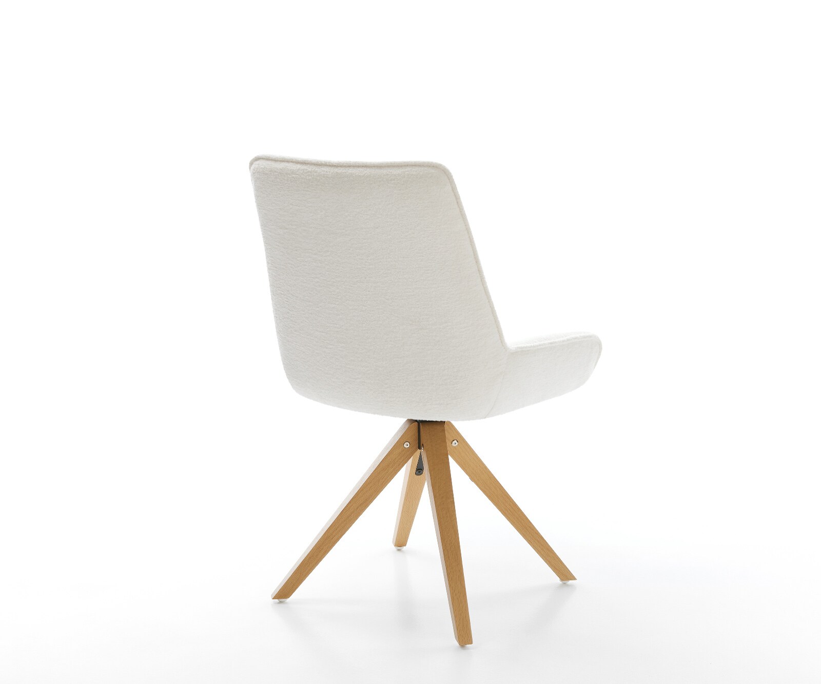 Draaistoel Taimi-Flex bouclé zacht beige houten frame hoekig natuur 180° draaibaar 5