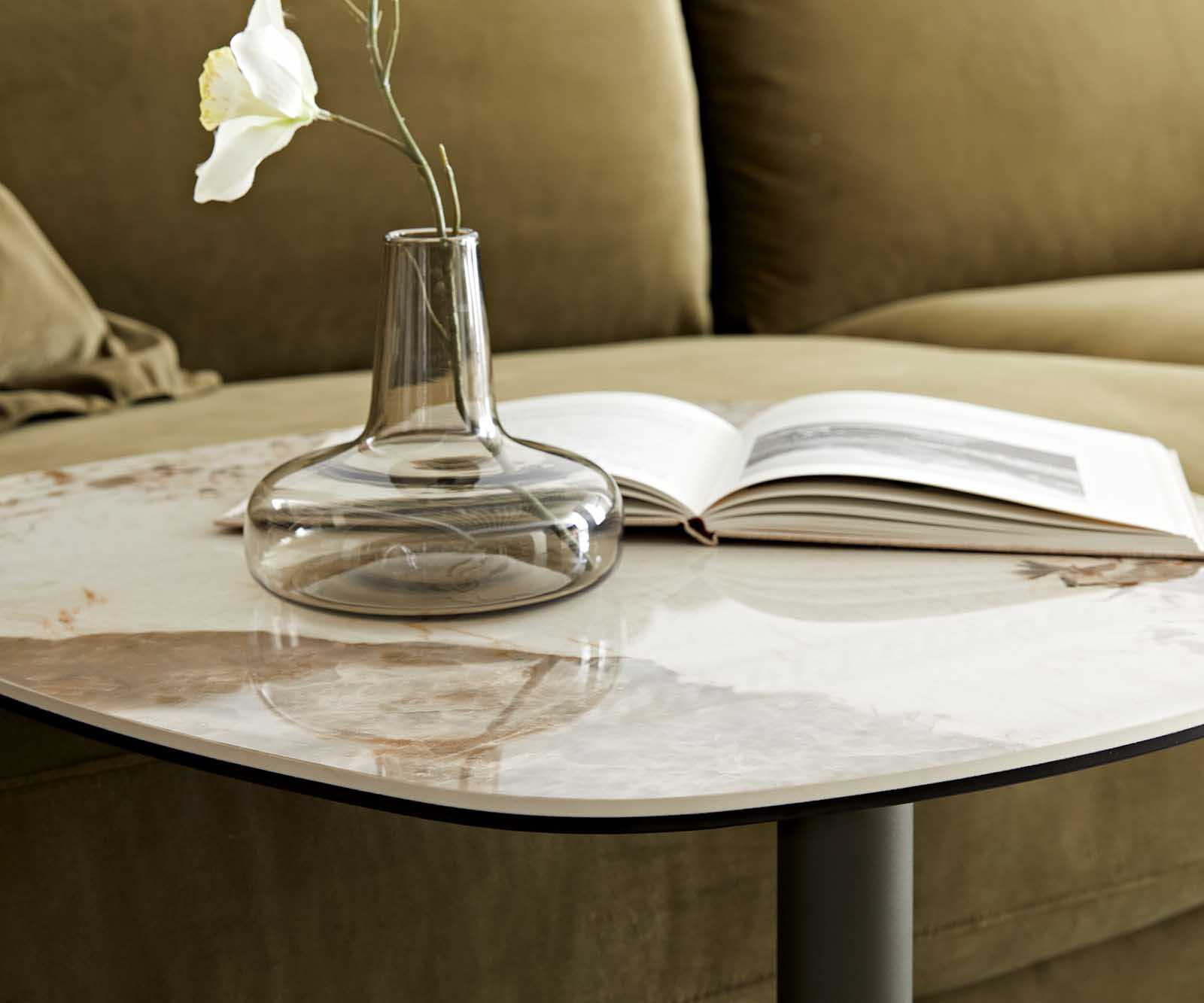 Salontafel Elenya 60x60 cm keramiek Minas Melange wit-beige frame effectafwerking titanium 5