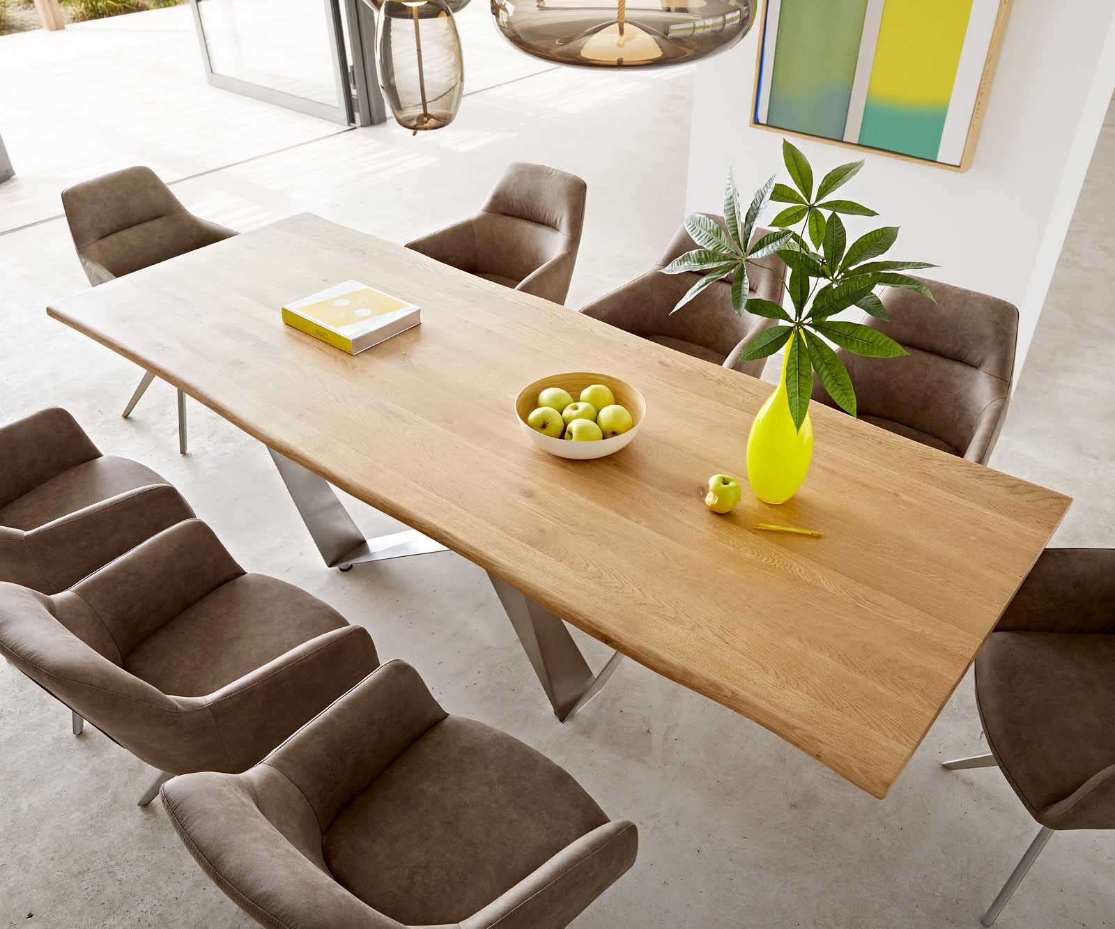 Eettafel Edge 260x100x2,5-3 eiken natuur Spider staal  roestvrij staal  Live-Edge 3