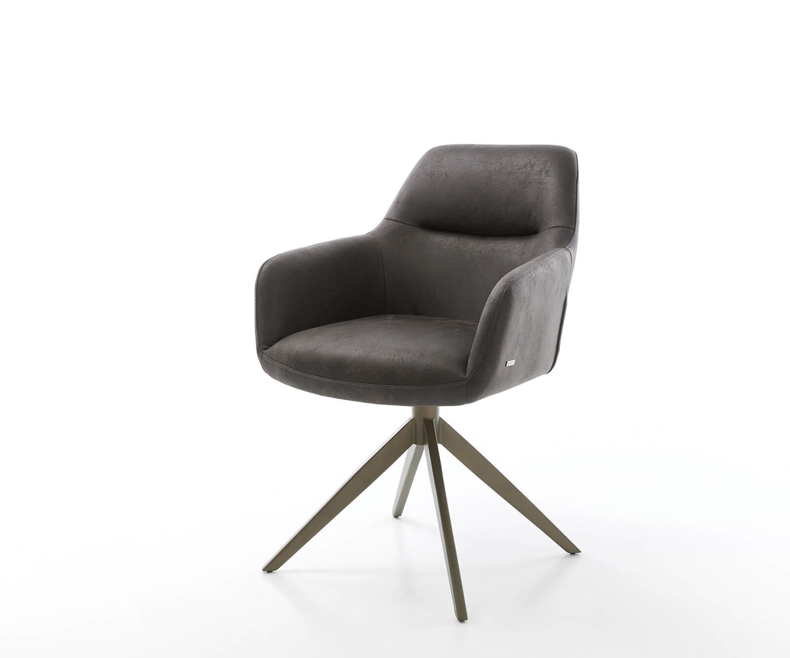 Draaistoel Pejo-Flex microvelours antraciet vintage kruisframe breed afwerking met titanium 360° draaibaar pocketveer kern