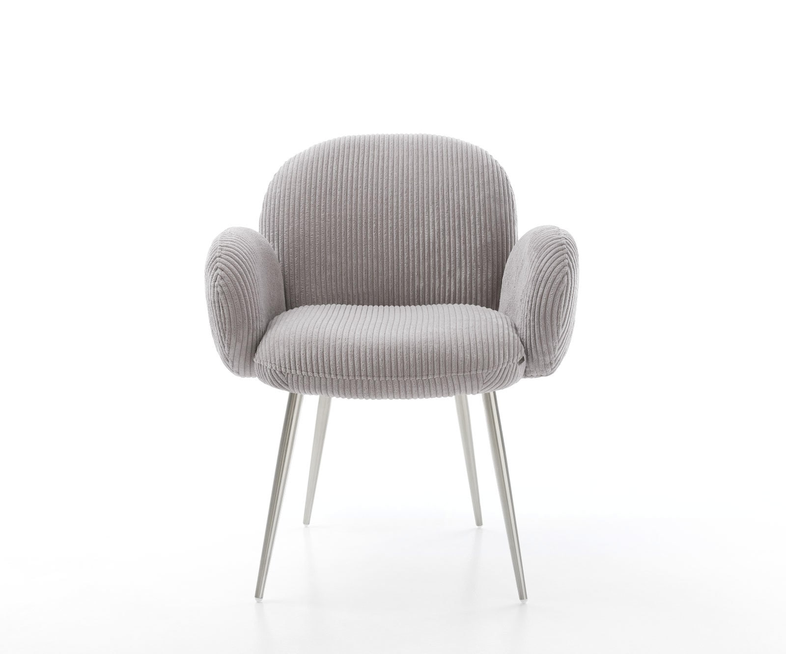 Eetkamerstoel Nube-Flex met armleuning koord zilver grijs 4-poot conisch roestvrij staal pocketveer kern 1 Eetkamerstoel Nube-Flex met armleuning koord zilver grijs 4-poot conisch roestvrij staal pocketveer kern 1