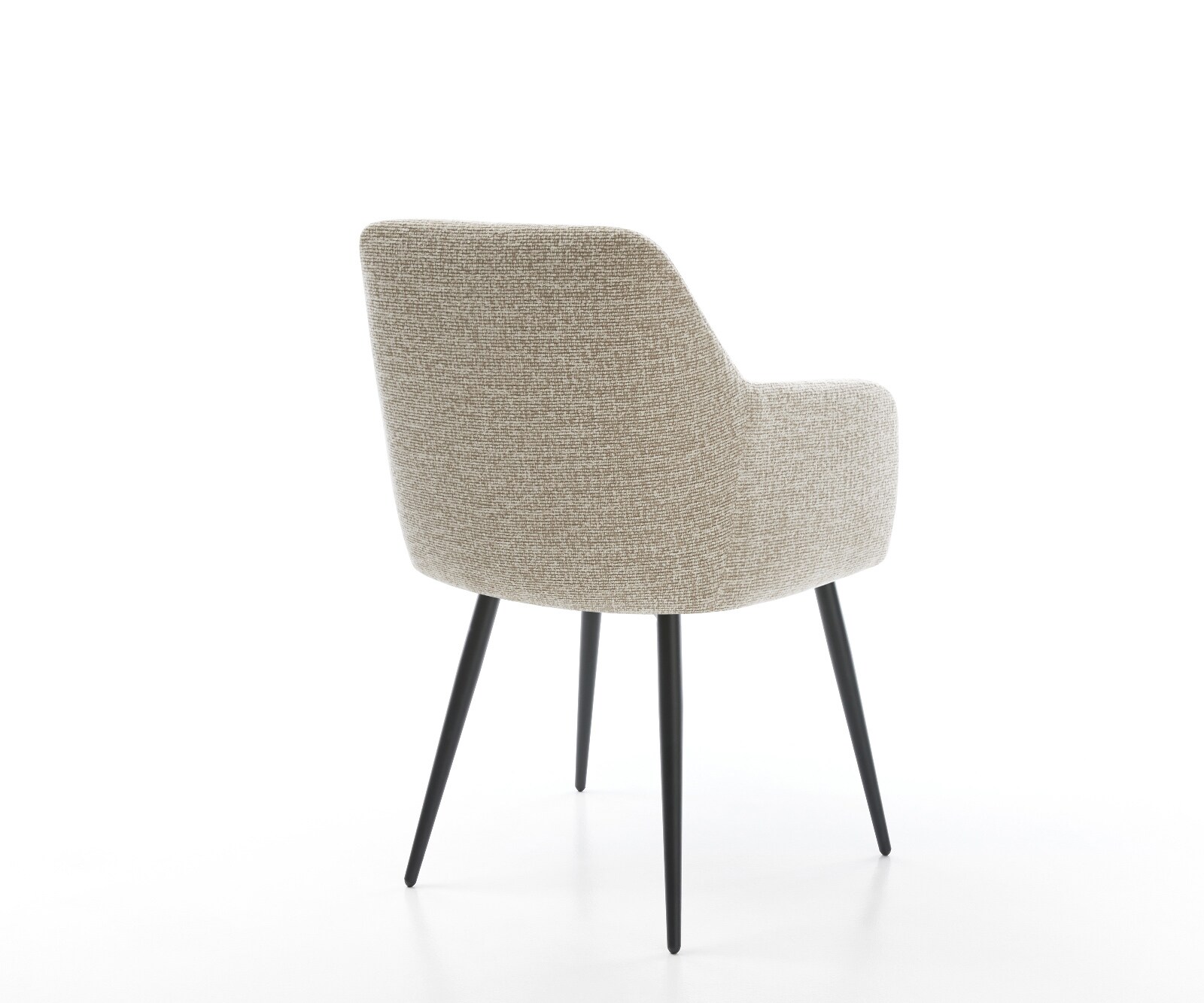 Eetkamerstoel Greg-Flex geweven stof beige 4-poot conisch zwart pocketveer kern 4