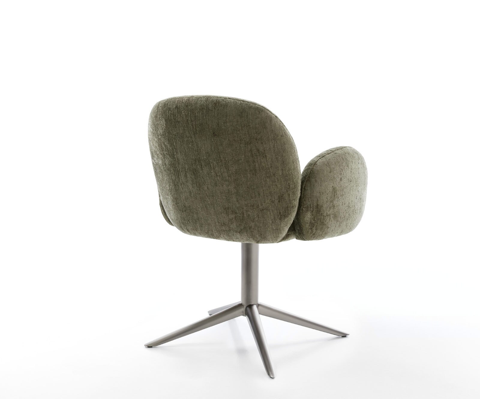 Draaistoel Nube-Flex met armleuning chenille olijfgroen kruispoot grafiet 360° draaibaar rocker-functie pocketveer kern 4