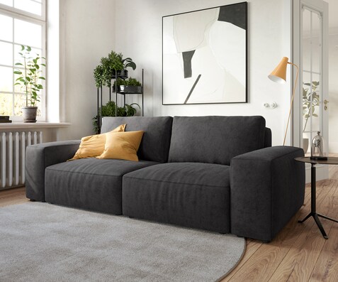 Big-sofa Lanzo 230x95 cm microvezel zwart