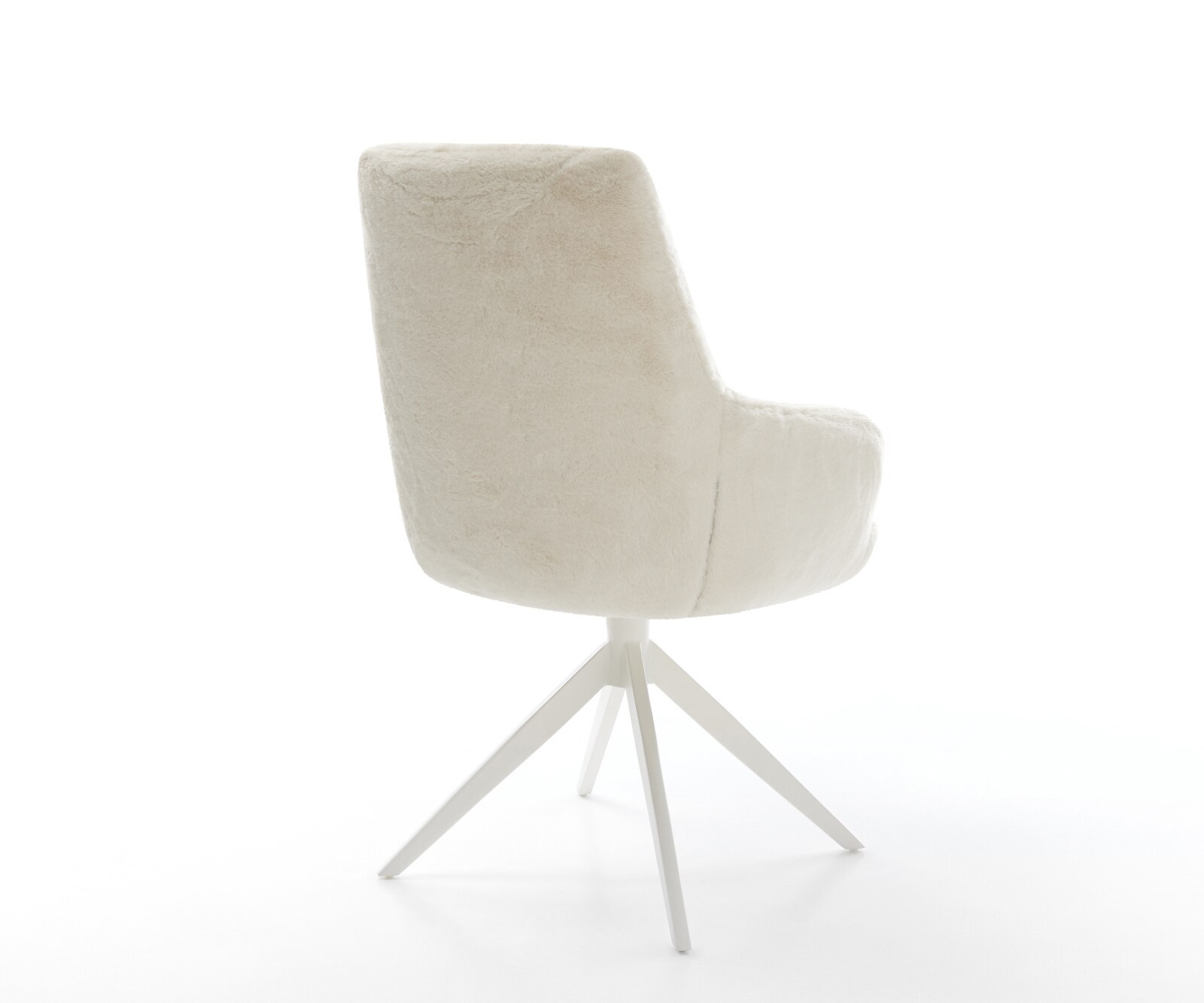 Draaistoel Zelia-Flex met armleuning pluchen crème-wit kruisframe breed wit 360° draaibaar rocker-functie pocketveer kern 5