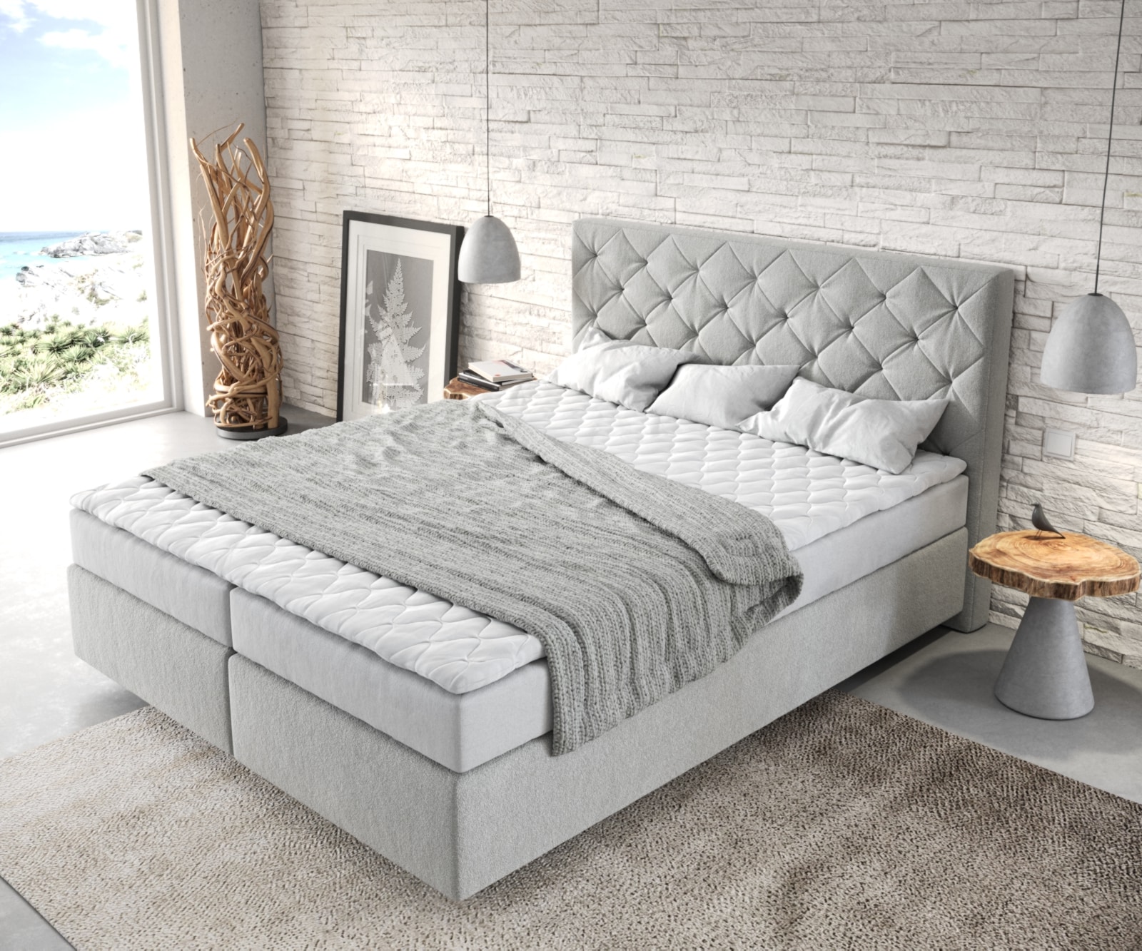 Boxspringbed Dream-Great 160x200 microvezel zilvergijs 3 Boxspringbed Dream-Great 160x200 microvezel zilvergijs 3