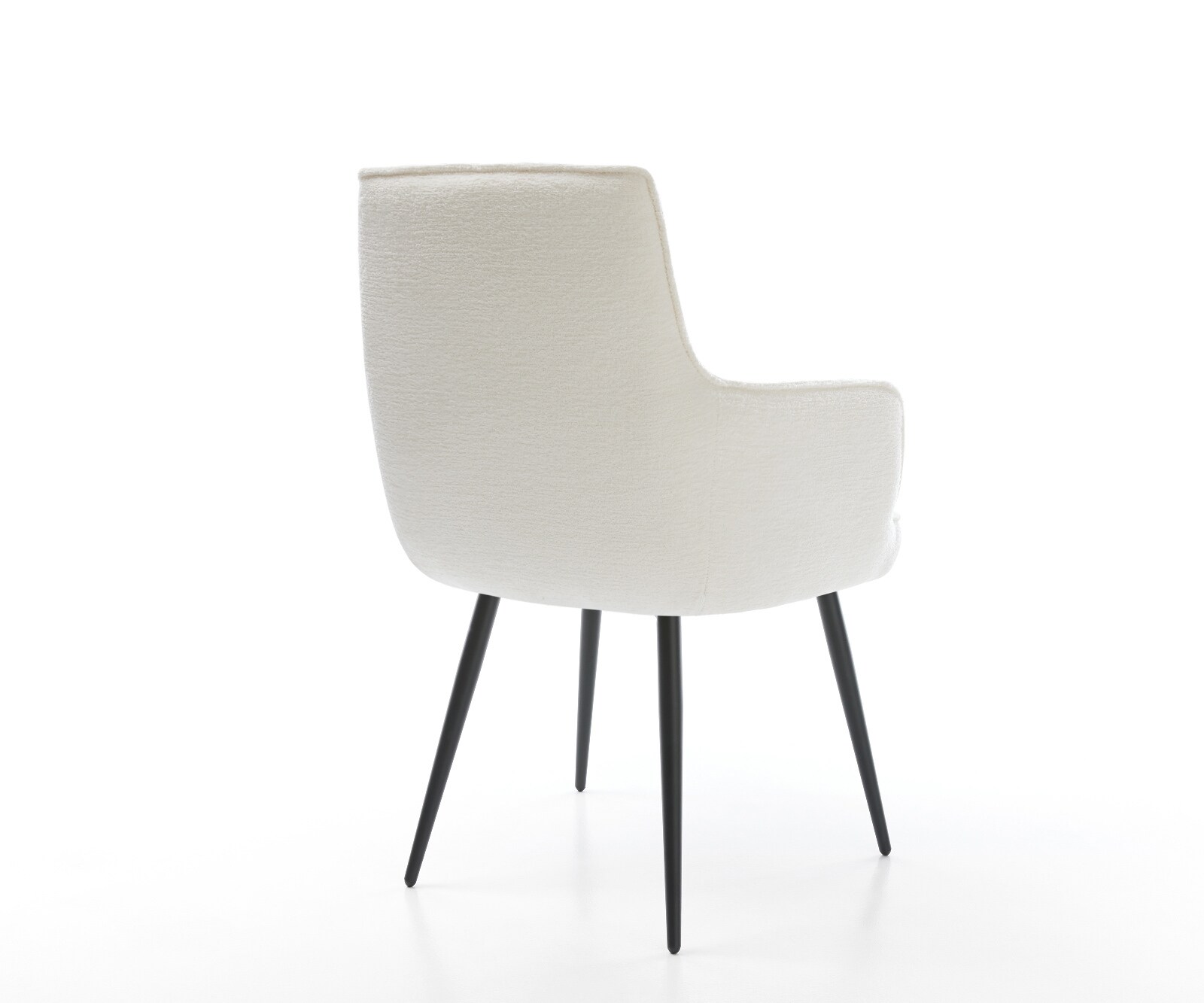 Eetkamerstoel Heira-Flex met armleuning bouclé zacht beige 4-poot conisch zwart pocketveer kern 5