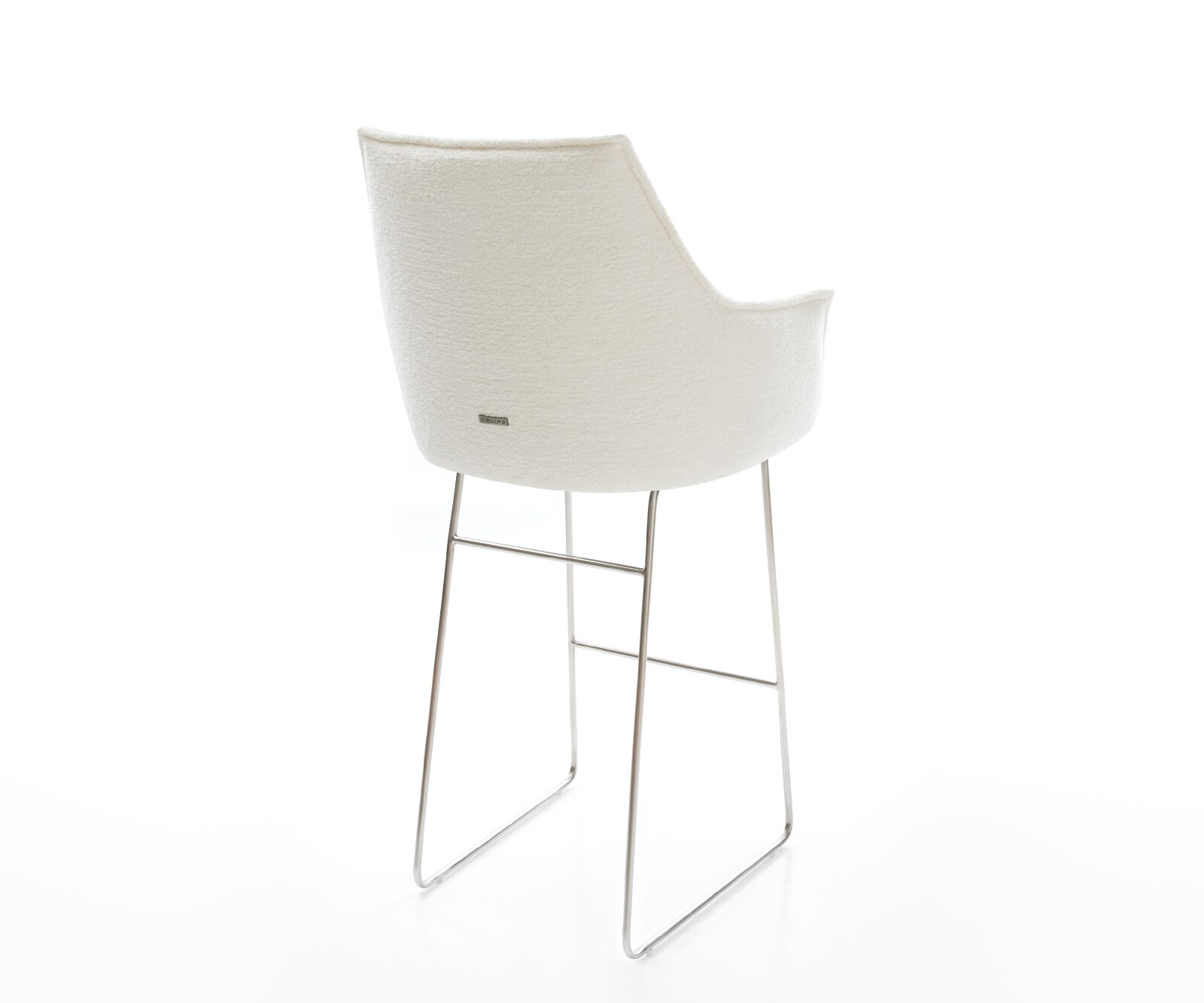 Barstoel Alja-Flex Bouclé zacht Beige Sledeonderstel roestvrij staal Zilver Pocketvering 5