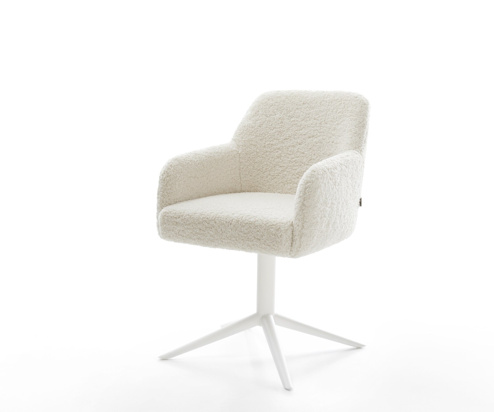 Draaistoel Greg-Flex teddy beige kruispoot wit 360° draaibaar rocker-functie pocketveer kern 1