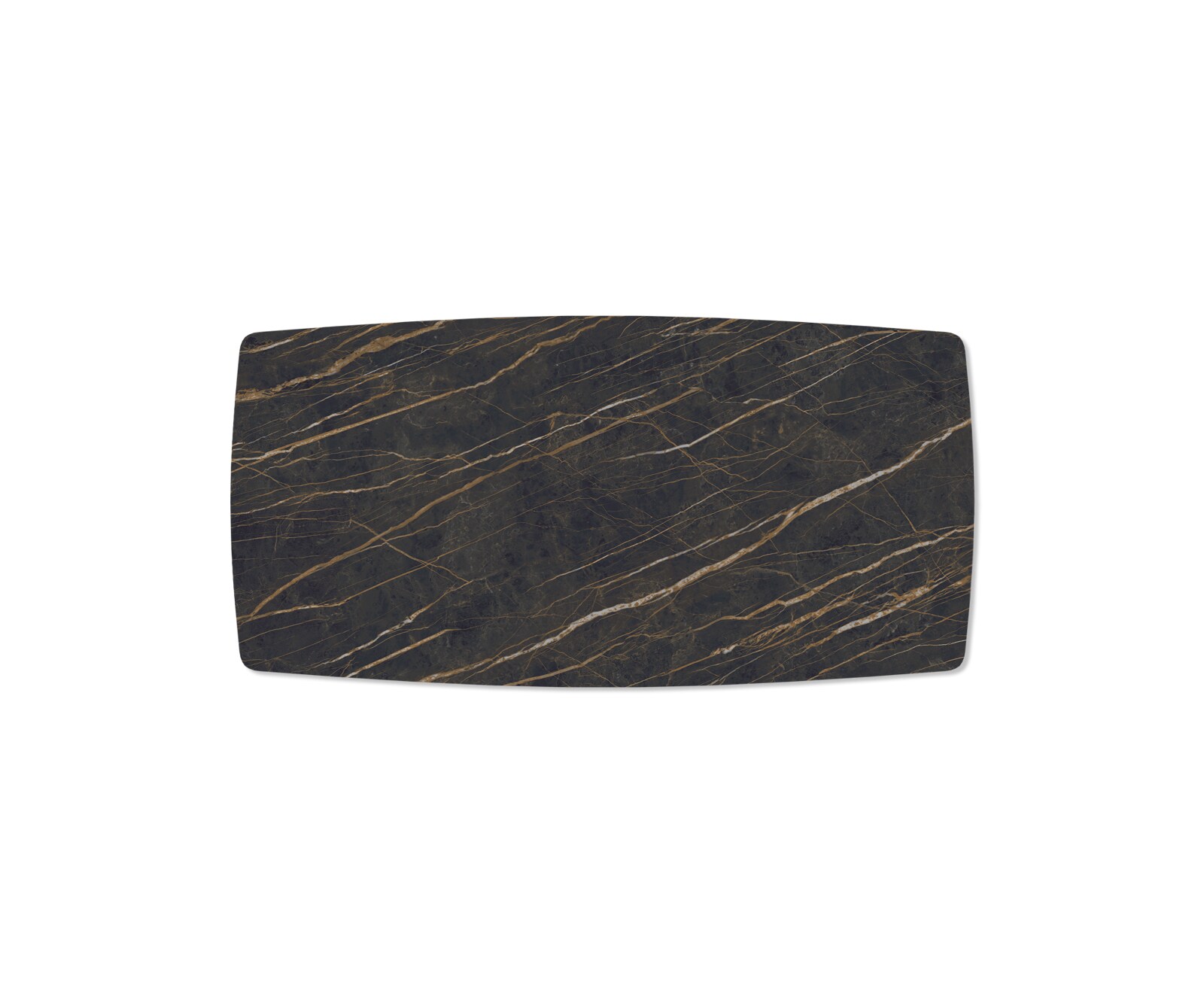 Eettafel Edge Bootsform 200x100cm Laminam® keramiek bruin middenpoot kruis zilver 3