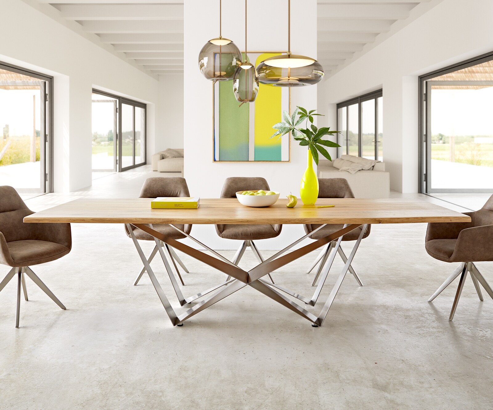 Eettafel Edge 260x100x2,5-3 eiken natuur Spider staal  roestvrij staal  Live-Edge 1