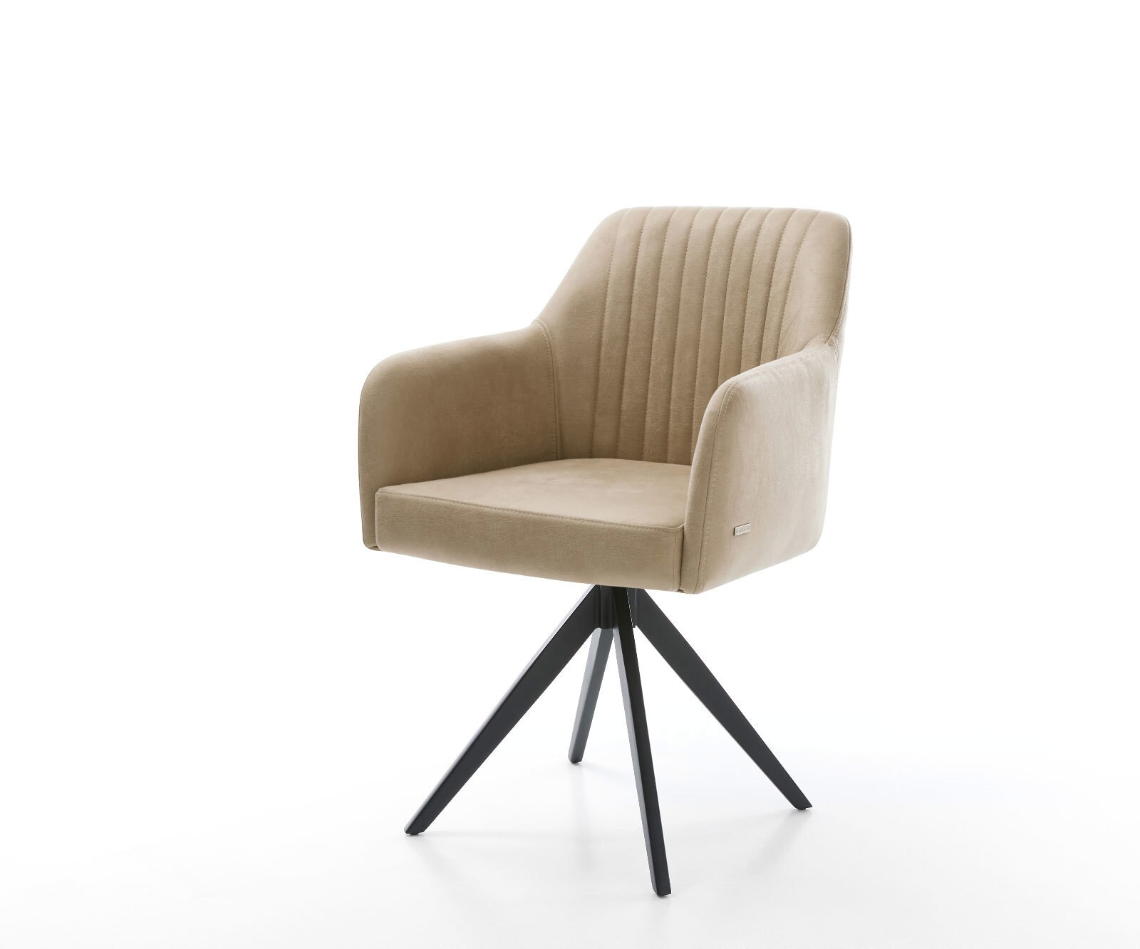 Eetkamerstoel Greg-Flex microvelours beige vintage kruisframe hoekig zwart pocketveer kern