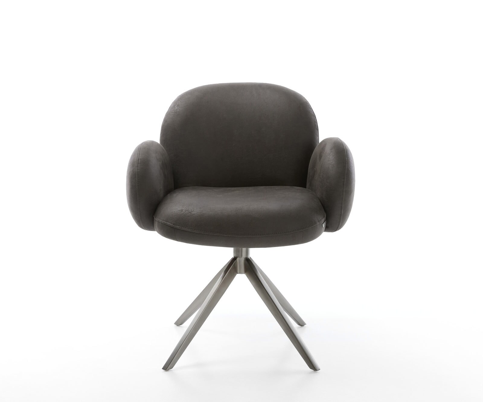 Draaistoel Nube-Flex met armleuning microvelours antraciet vintage kruisframe breed grafiet 360° draaibaar rocker-functie pocketveer kern 2