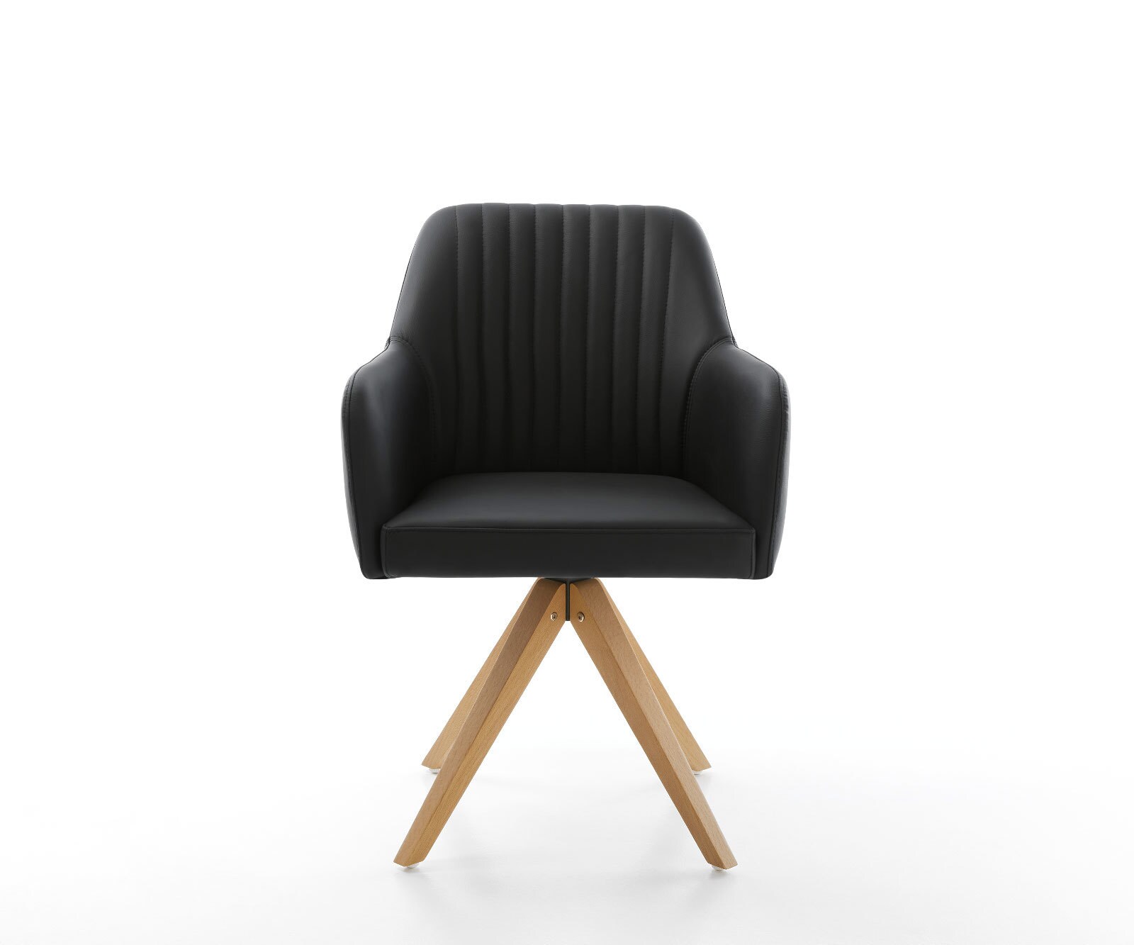 Eetkamerstoel Greg-Flex echt leer zwart houten frame hoekig natuur pocketveer kern 1
