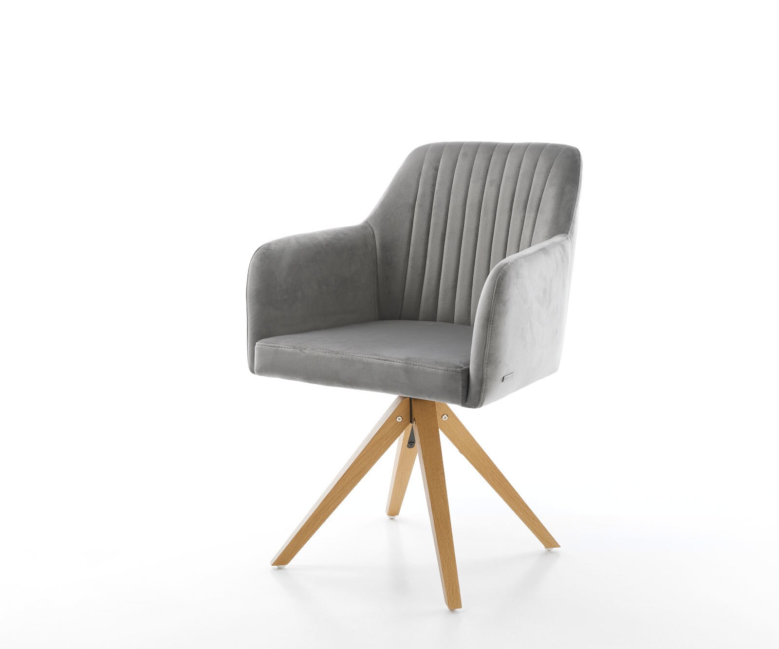 Eetkamerstoel Greg-Flex fluweel grijs houten frame hoekig natuur pocketveer kern