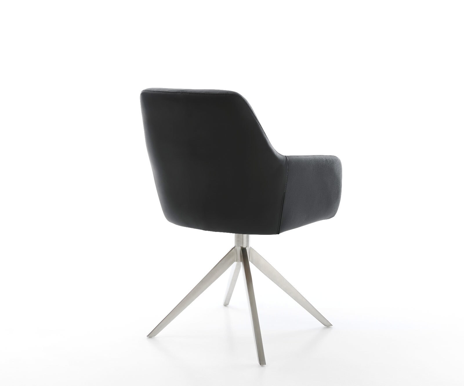 Draaistoel Pejo-Flex echt leer zwart kruisframe breed roestvrij staal 360° draaibaar rocker-functie pocketveer kern 4