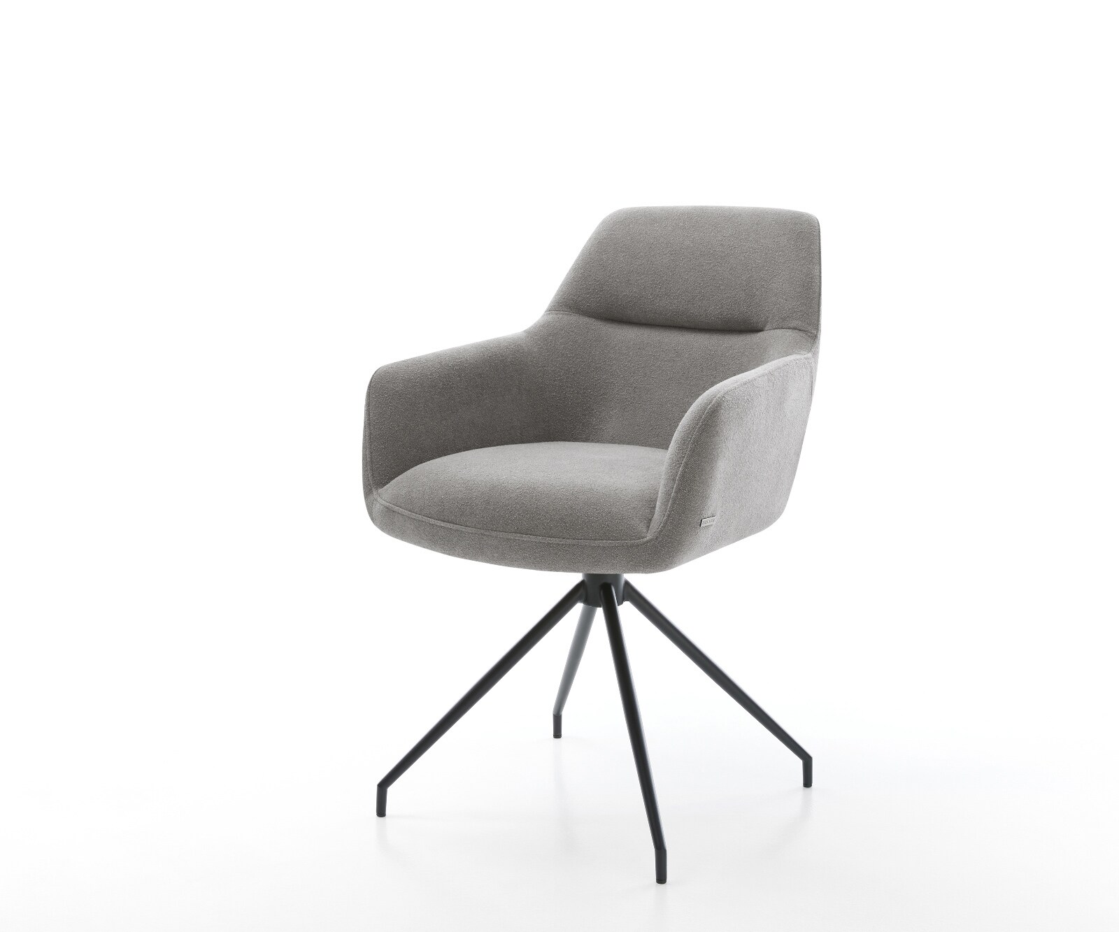 Eetkamerstoel Pejo-Flex zachte stof met structuur grijs kruisframe conisch zwart pocketveer kern 1