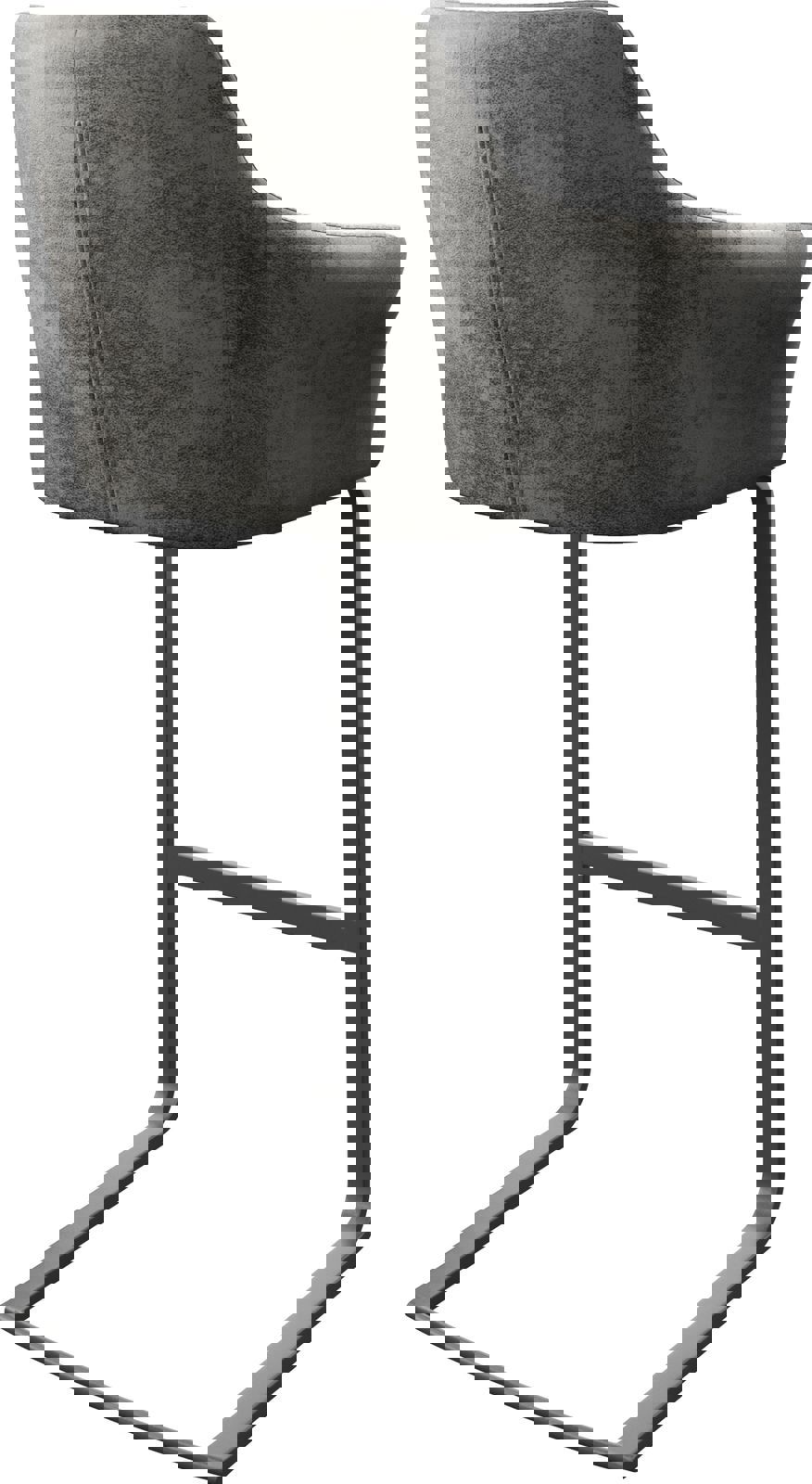 Barstoel Yulo-Flex vintage grijs sledestoel vlak metaal 4 Barstoel Yulo-Flex vintage grijs sledestoel vlak metaal 4