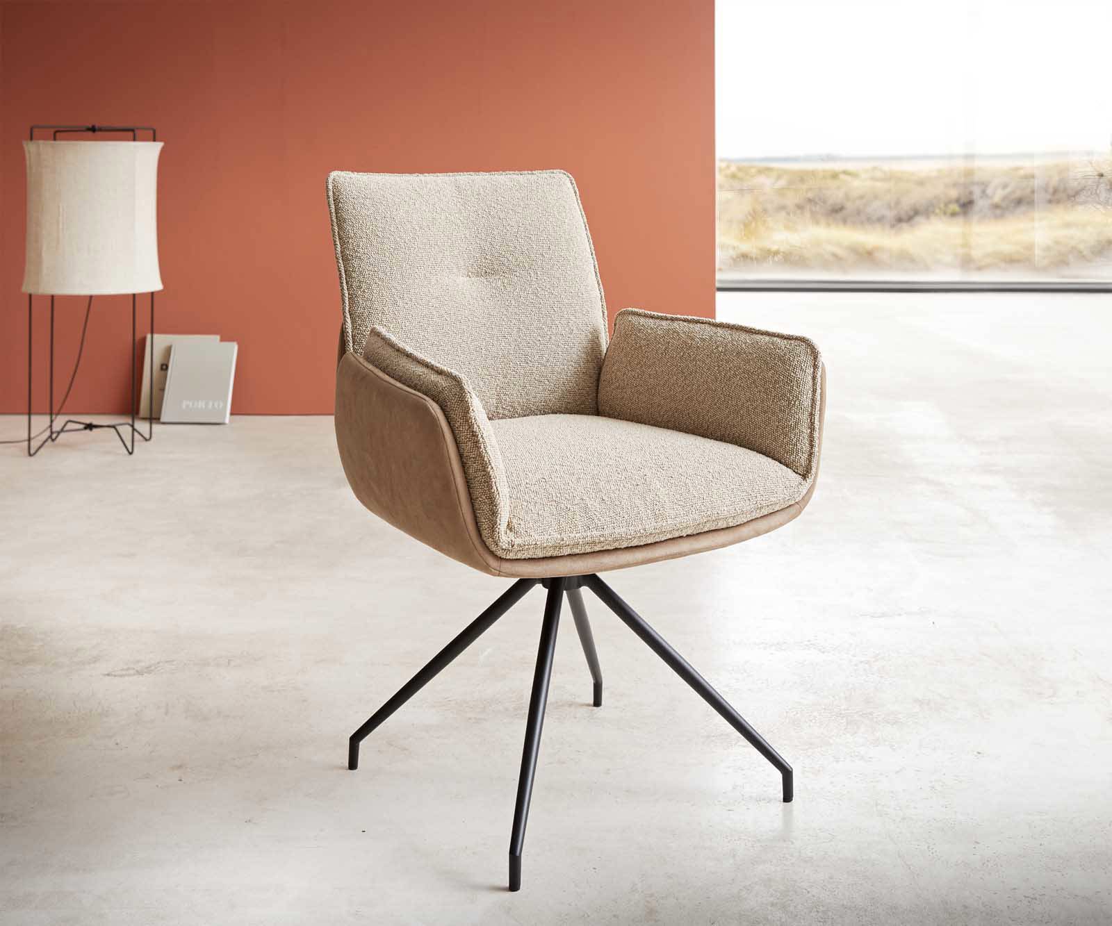 Draaistoel Nela-Flex materiaalmix mud kruisframe conisch zwart 180° draaibaar