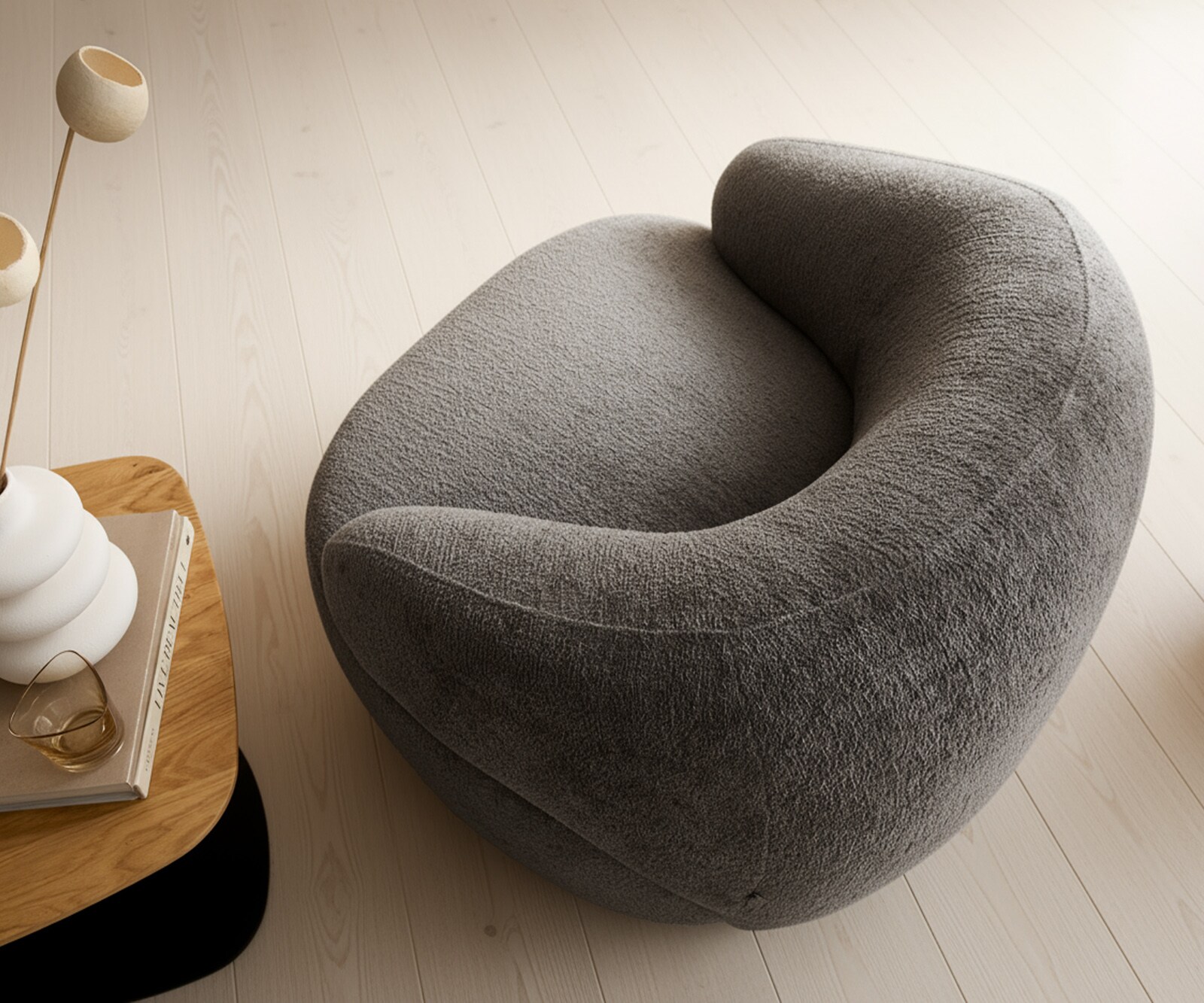Fauteuil Nova 88x88 cm bouclé Soft Mud 3