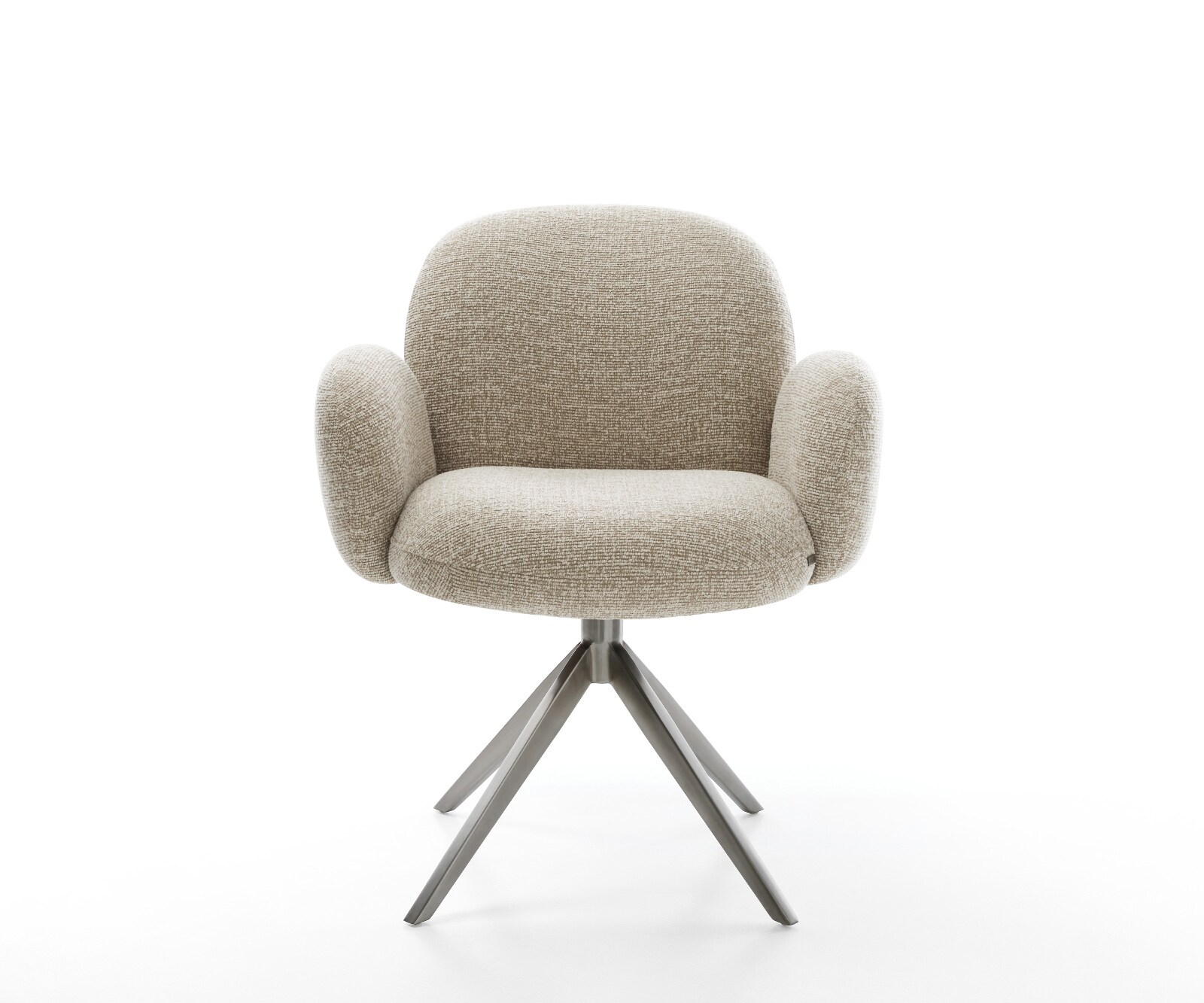 Draaistoel Nube-Flex met armleuning geweven stof beige kruisframe breed grafiet 360° draaibaar rocker-functie pocketveer kern 2