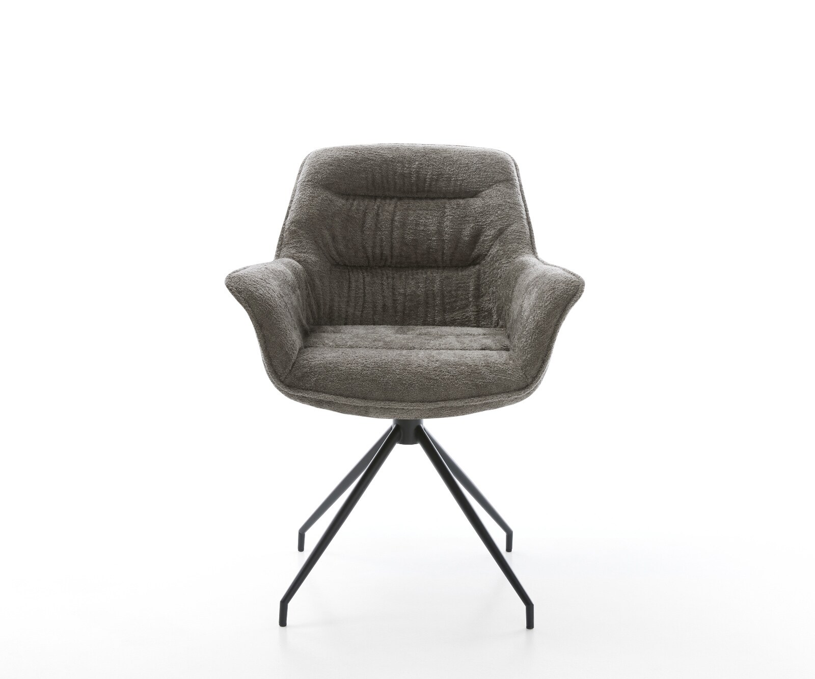 Eetkamerstoel Kaira-Flex bouclé zacht mud kruisframe conisch zwart 2