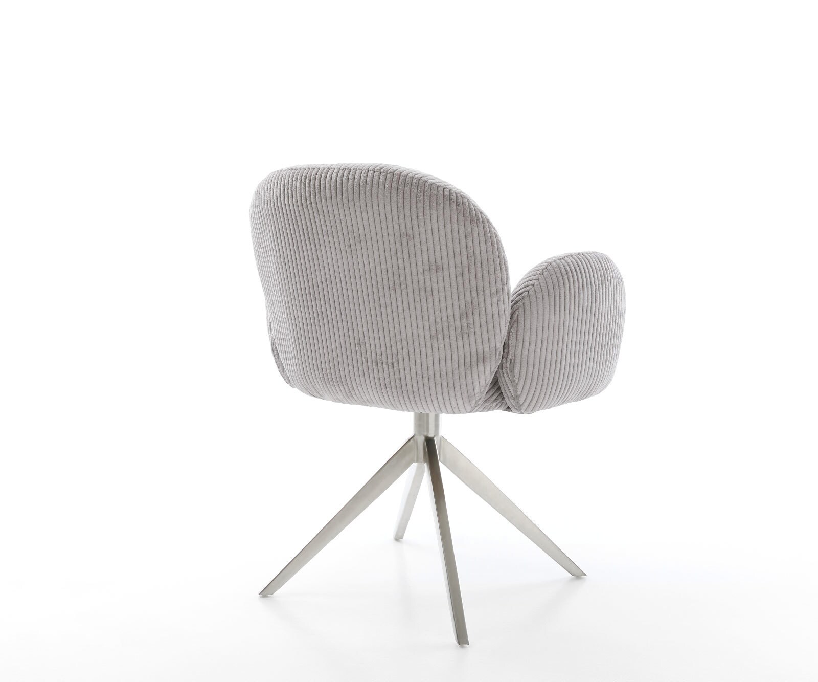 Draaistoel Nube-Flex met armleuning koord zilver grijs kruisframe breed roestvrij staal 360° draaibaar rocker-functie pocketveer kern 4