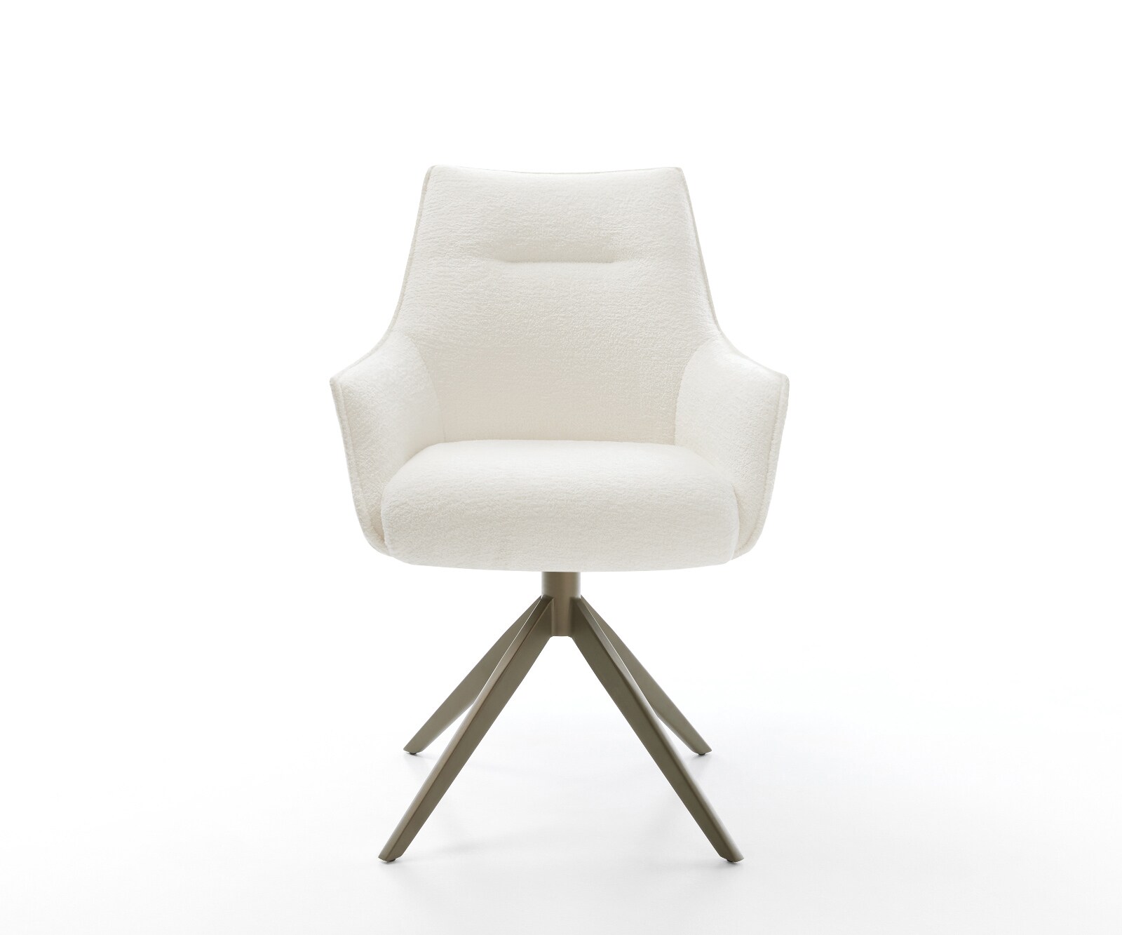 Draaistoel Alja-Flex met armleuning bouclé zacht beige kruisframe breed afwerking met titanium 360° draaibaar rocker-functie pocketveer kern 2