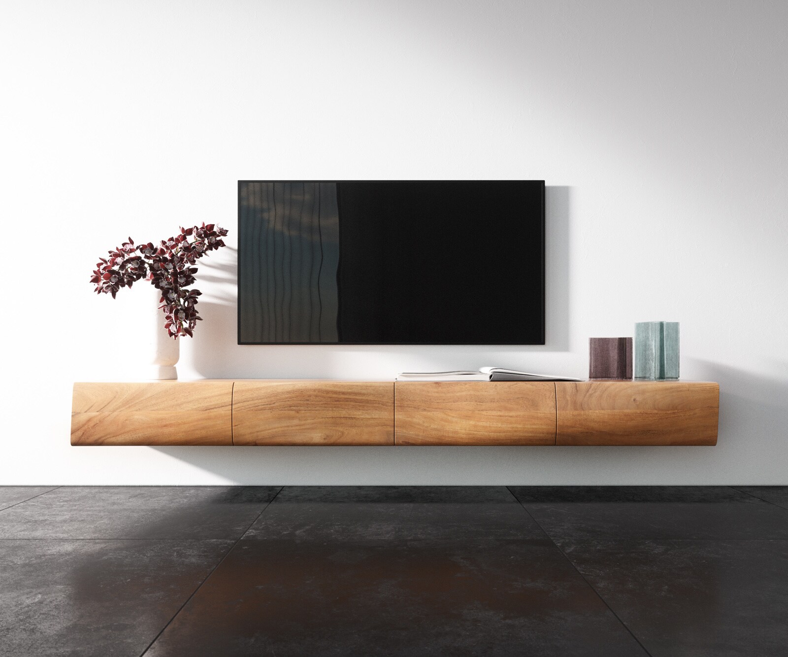 Tv-meubel New Live-Edge 200 cm acacia natuur 4 deurs zwevend 3