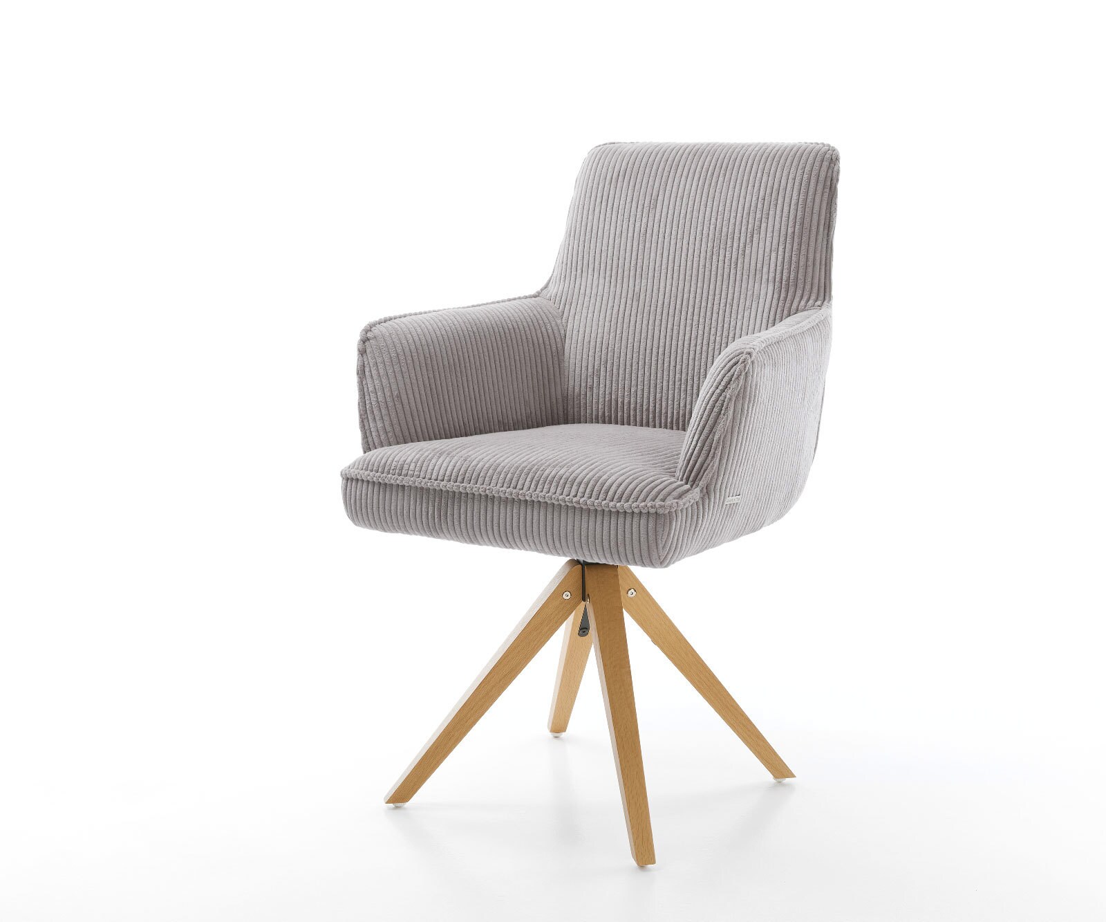 Draaistoel Heira-Flex met armleuning koord zilver grijs houten frame hoekig natuur 180° draaibaar pocketveer kern