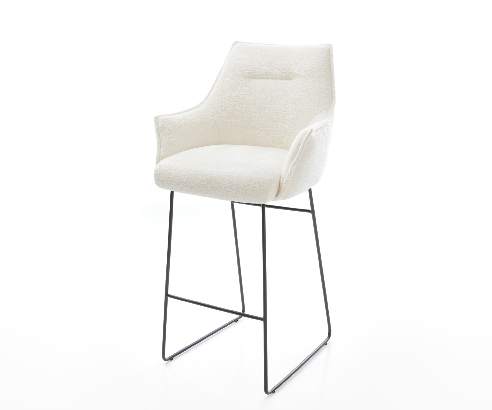 Barstoel Alja-Flex Bouclé zacht Beige Sledeonderstel metaal zwart Zwart Pocketvering