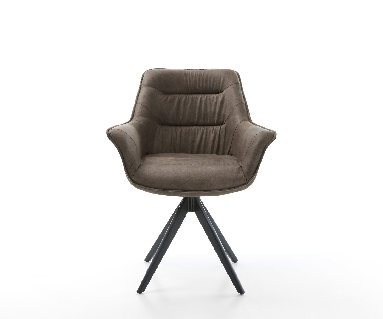 Eetkamerstoel Kaira-Flex microvelours taupe vintage kruisframe hoekig zwart 2