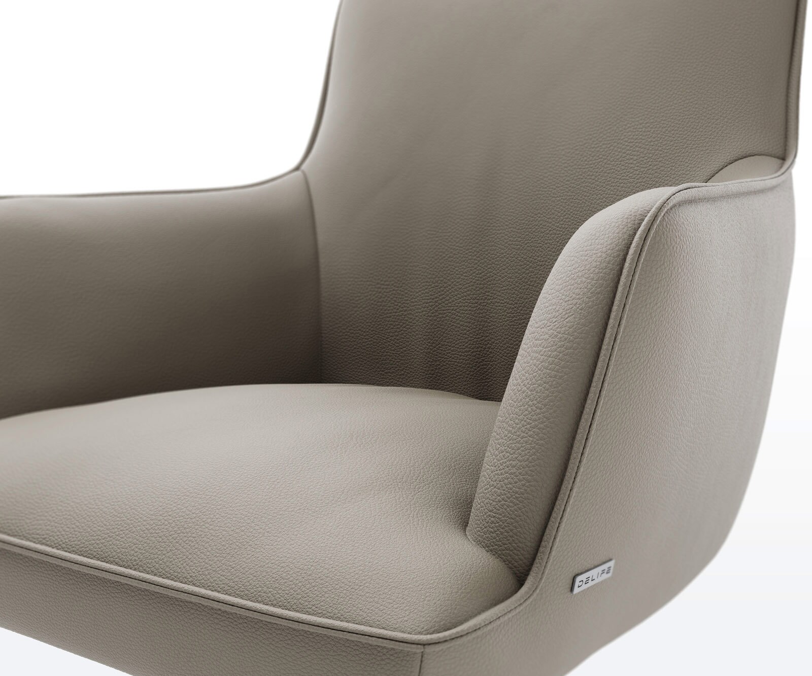 Draaistoel Heira-Flex met armleuning echt leer mud kruisframe breed afwerking met titanium 360° draaibaar rocker-functie pocketveer kern 3