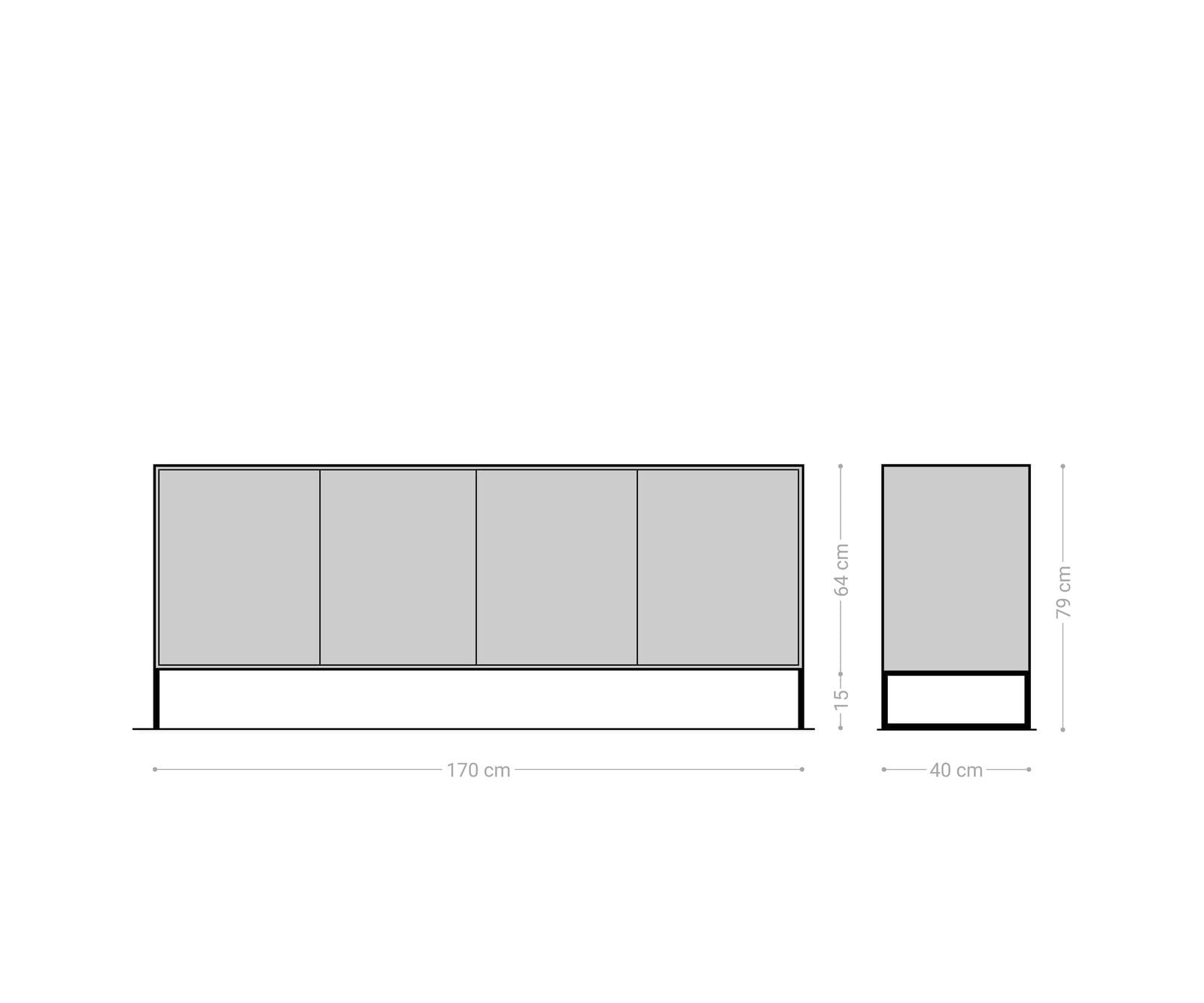Dressoir Vaag 170 cm Sheesham natuur mango zwart 4 deuren 1 Dressoir Vaag 170 cm Sheesham natuur mango zwart 4 deuren 1