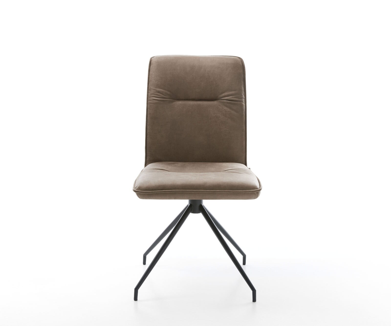 Eetkamerstoel Vinjo-Flex microvelours taupe vintage kruisframe conisch zwart 1 Eetkamerstoel Vinjo-Flex microvelours taupe vintage kruisframe conisch zwart 1