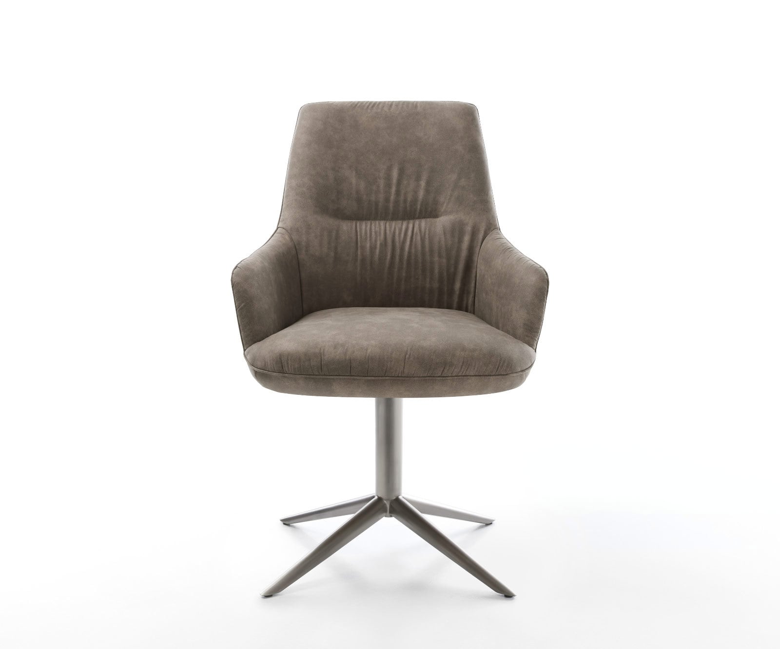 Draaistoel Zelia-Flex met armleuning microvelours taupe vintage kruispoot grafiet 360° draaibaar rocker-functie pocketveer kern 1 Draaistoel Zelia-Flex met armleuning microvelours taupe vintage kruispoot grafiet 360° draaibaar rocker-functie pocketveer kern 1