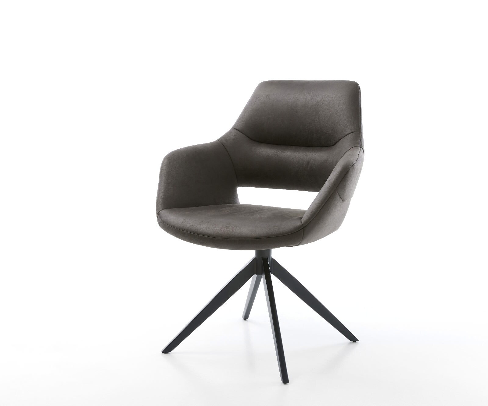 Draaistoel Yago-Flex met armleuning microvelours antraciet vintage kruisframe breed zwart 360° draaibaar rocker-functie pocketveer kern 1