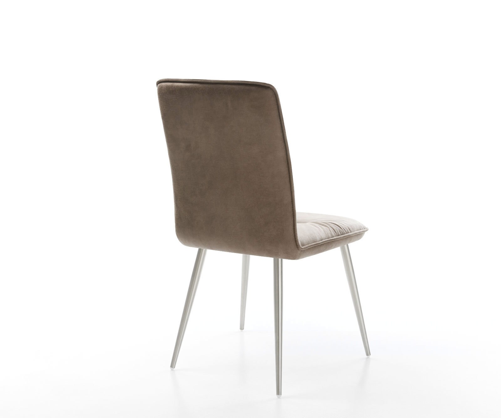 Eetkamerstoel Vinjo-Flex microvelours taupe vintage 4-poot conisch roestvrij staal 4 Eetkamerstoel Vinjo-Flex microvelours taupe vintage 4-poot conisch roestvrij staal 4