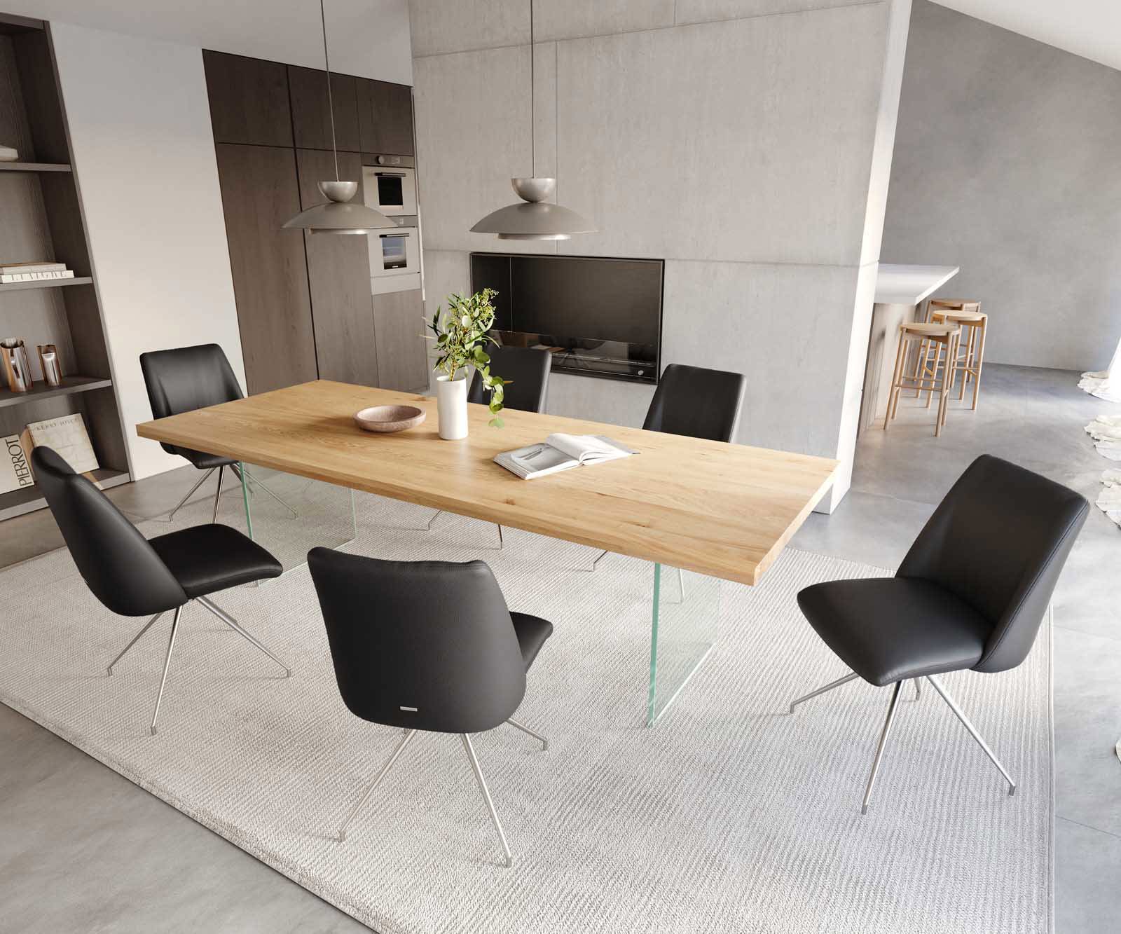 Draaistoel Elso-Flex echt leer zwart kruisframe conisch roestvrij staal 180° draaibaar pocketveer kern 4 Draaistoel Elso-Flex echt leer zwart kruisframe conisch roestvrij staal 180° draaibaar pocketveer kern 4