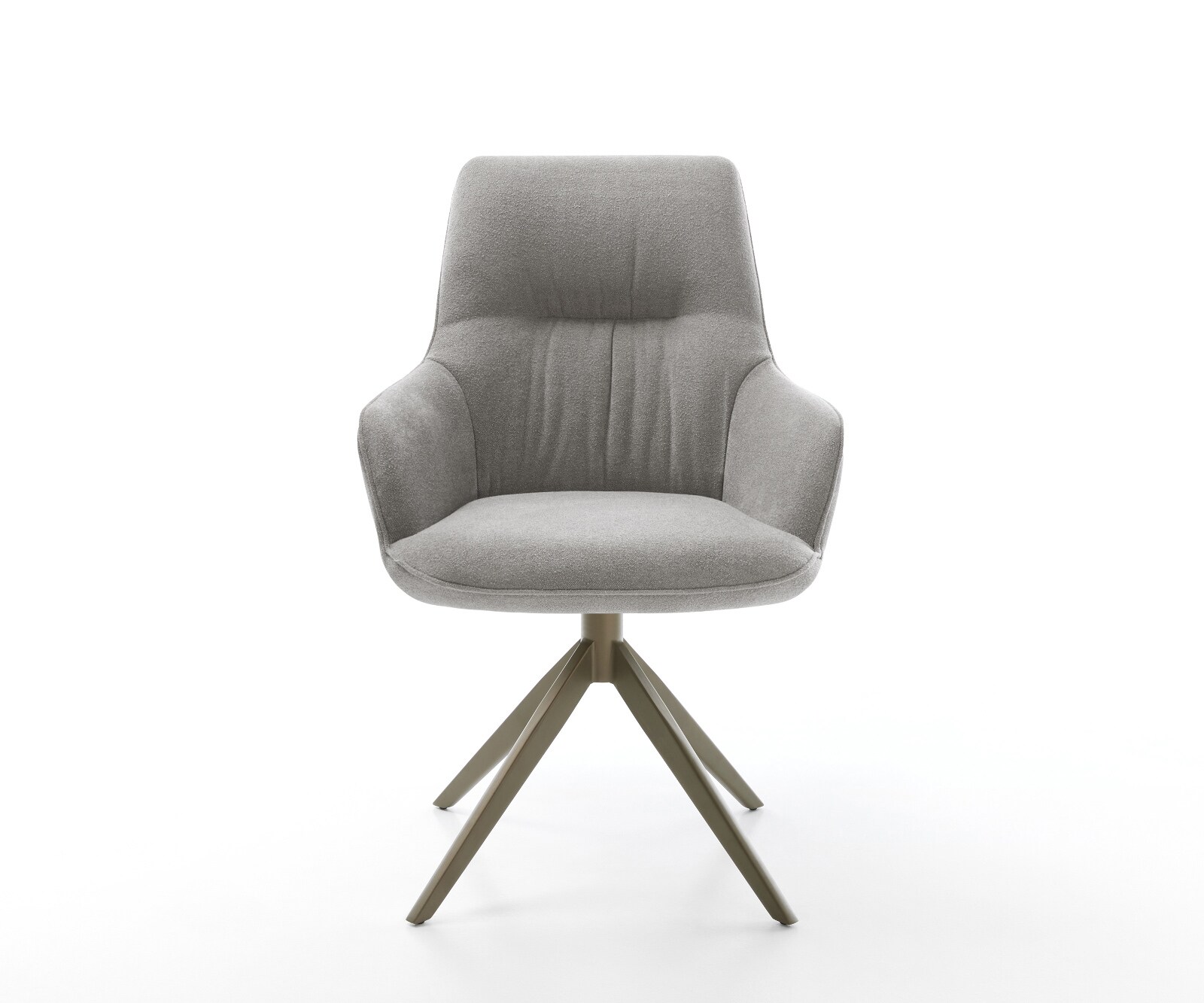 Draaistoel Zelia-Flex met armleuning zachte stof met structuur grijs kruisframe breed afwerking met titanium 360° draaibaar rocker-functie pocketveer kern 1