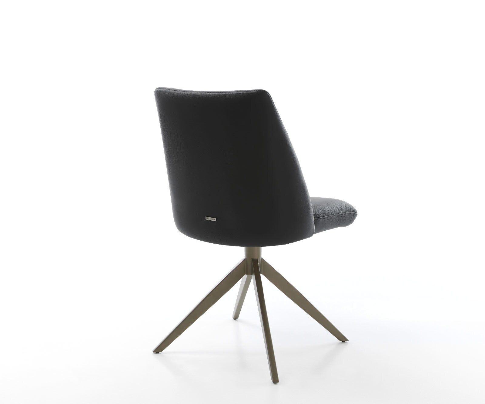 Draaistoel Elso-Flex echt leer zwart kruisframe breed afwerking met titanium 360° draaibaar rocker-functie pocketveer kern 5