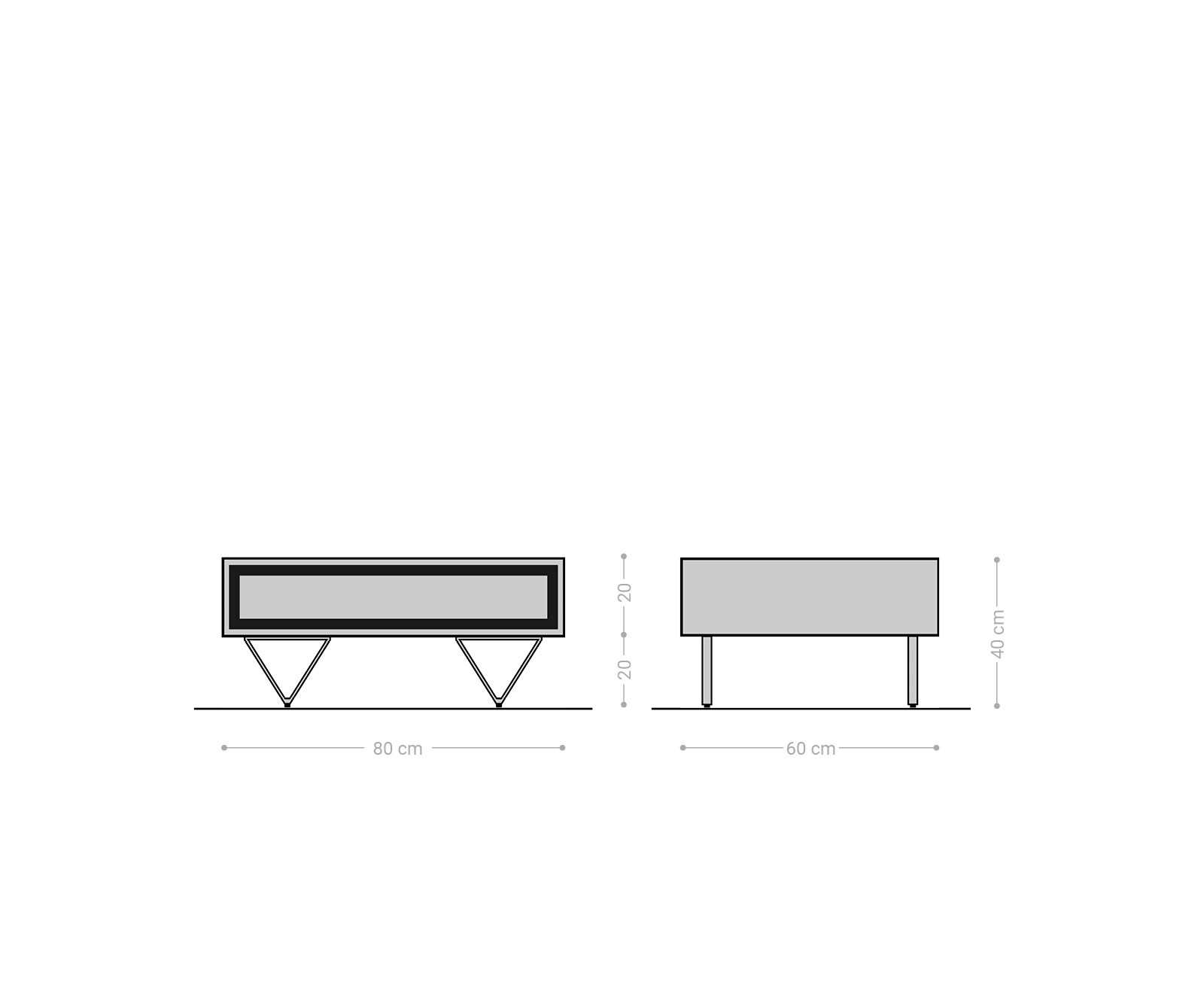 Salontafel Stonegrace 80x60 acacia natuur 2 laden steen fineer V-poot 8
