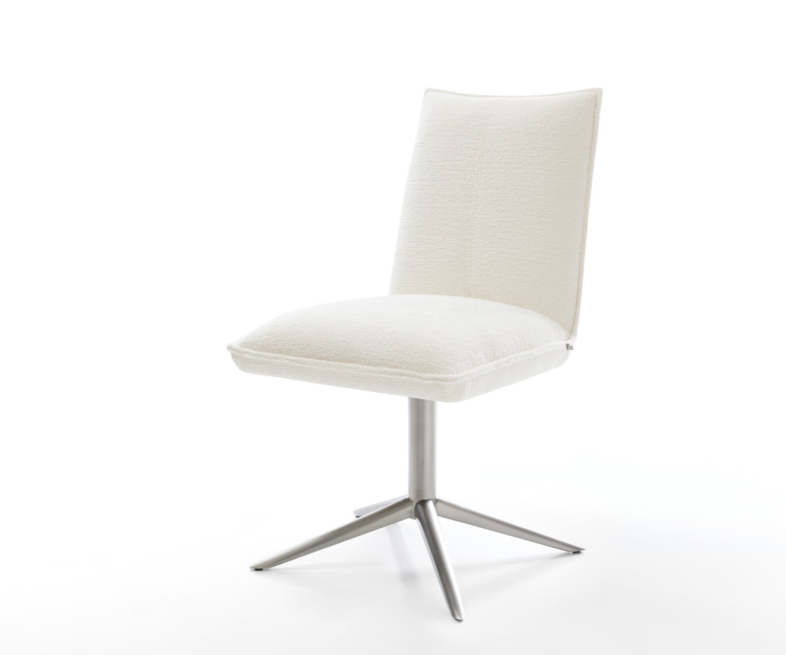 Draaistoel Lelio-Flex bouclé zacht beige kruispoot roestvrij staal 360° draaibaar rocker-functie pocketveer kern 1