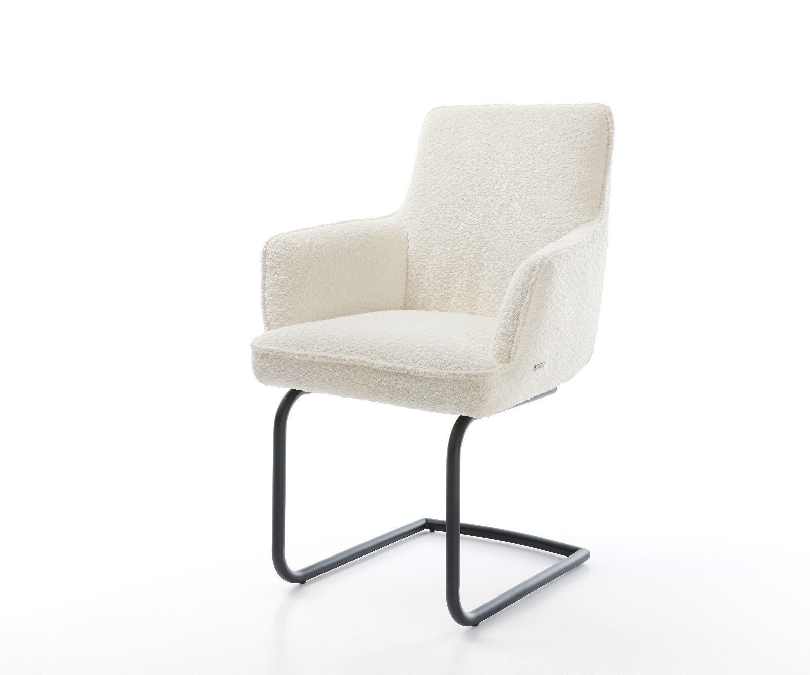 Sledemodel Heira-Flex met armleuning bouclé wit sledemodel rond zwart pocketveer kern