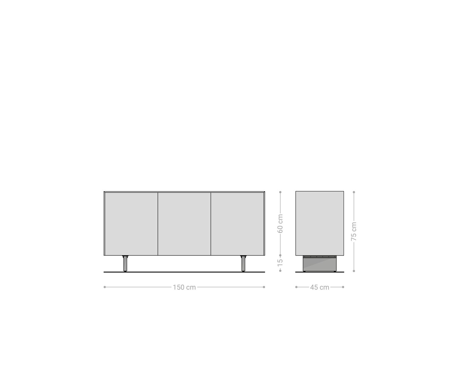 Dressoir Cuor 150 cm Keramiek Laminam® Sabbia Eiken gekleurd 3 Deuren Zwevende voet look Acrylglas 8